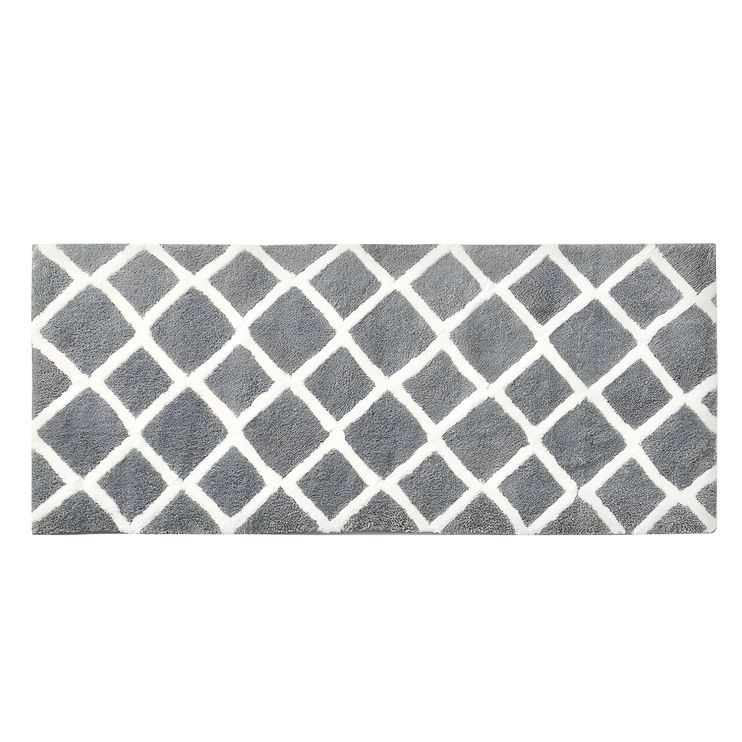 Gray and White Reversible High Pile Tufted Bath Rug