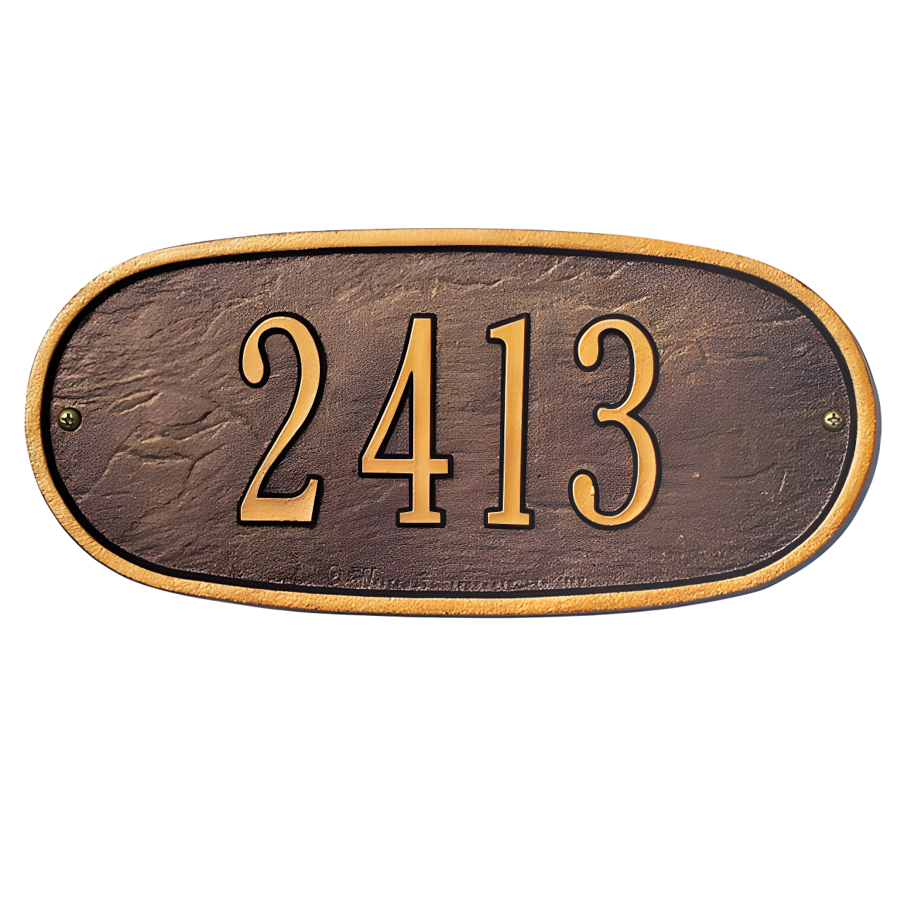 Bronze and Gold Oval Aluminum Address Plaque