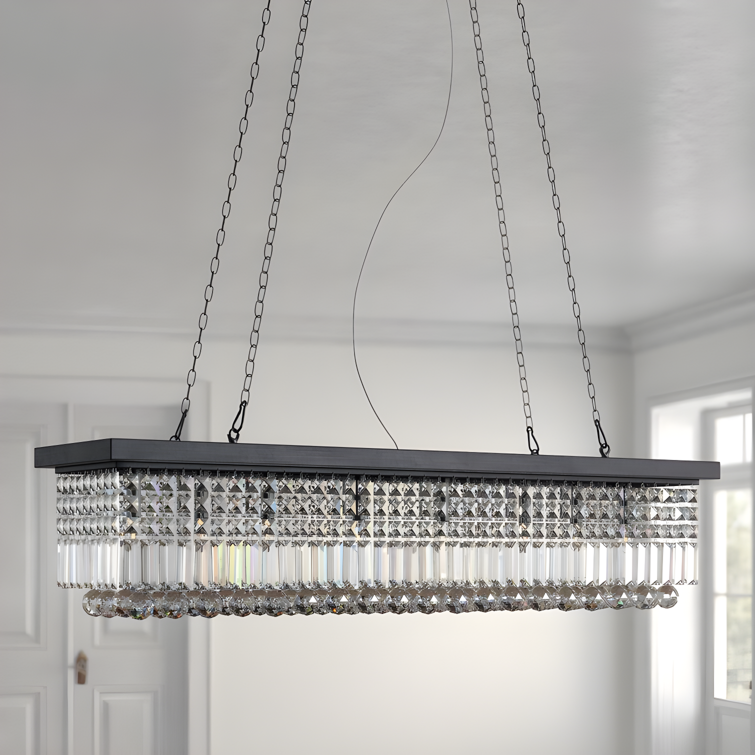 Cassiopeia Chrome 8-Light Crystal Kitchen Island Chandelier