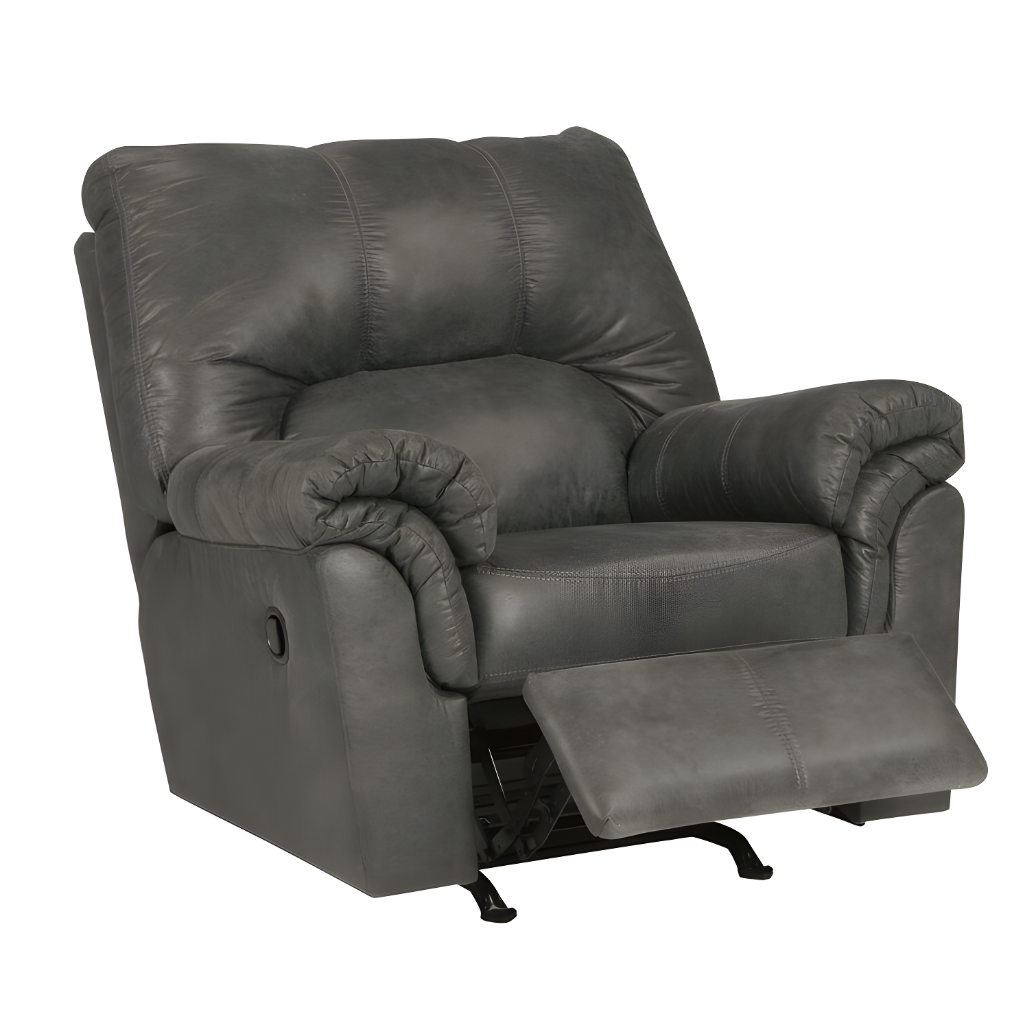 Slate Gray Faux Leather Traditional Recliner, 42" Wide