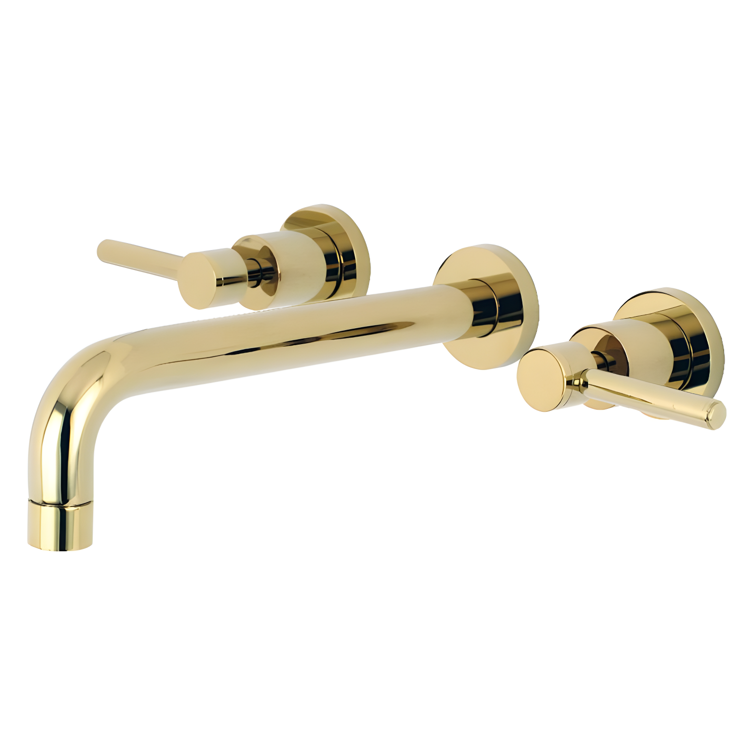 Polished Brass Double Handle Wall Mount Tub Faucet