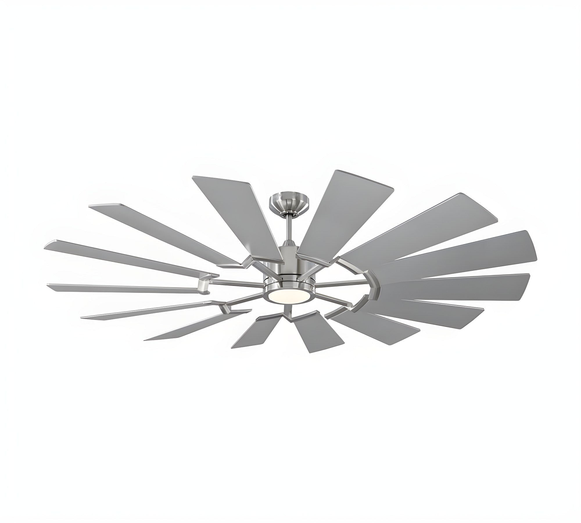 Calix 62" Brushed Steel Windmill Ceiling Fan with LED Light