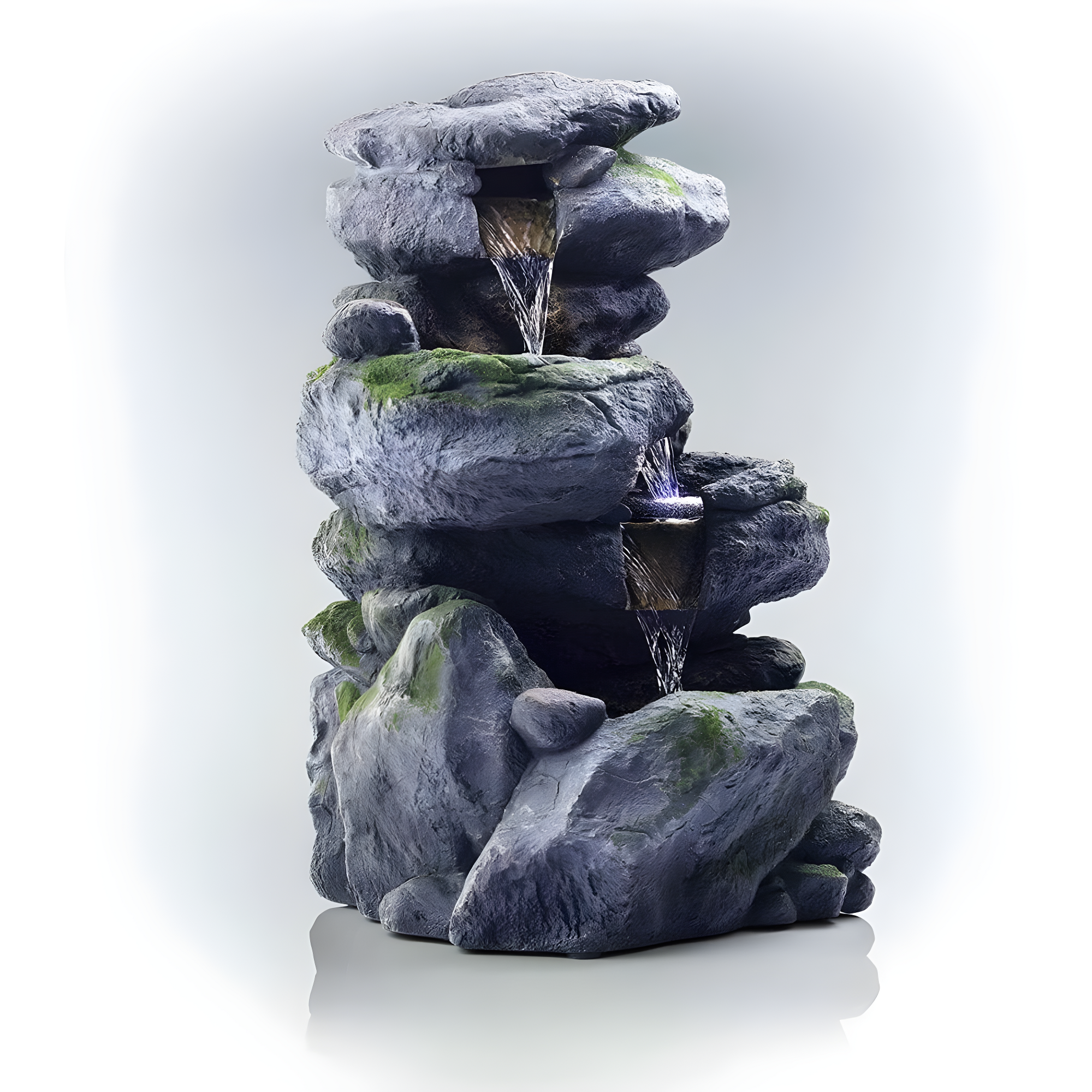 Natural Stone Look Faux Stone Waterfall Fountain with LED Lights