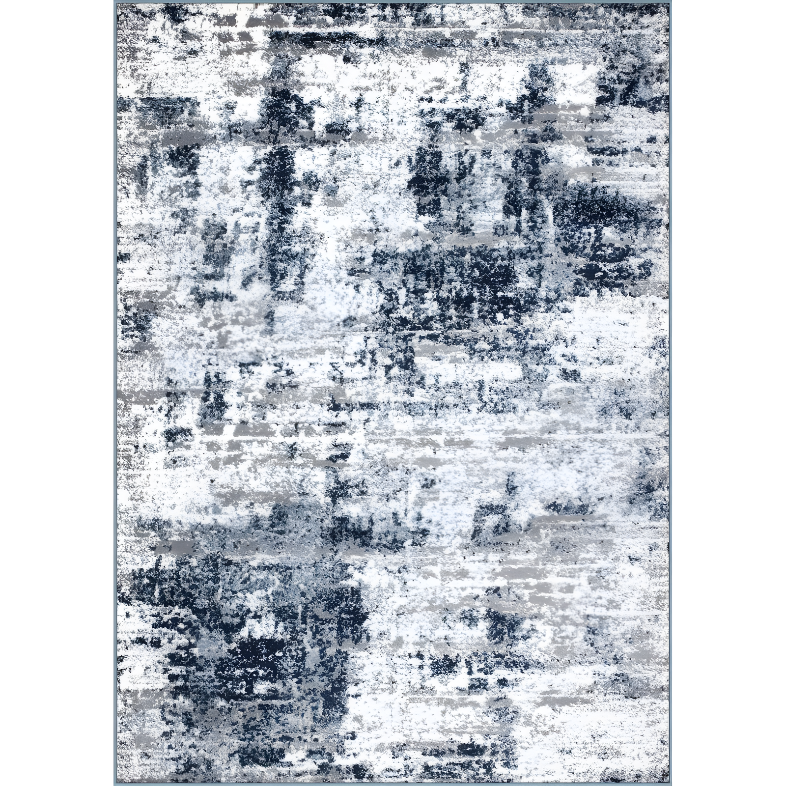 Abstract Bohemian Blue 5' x 7' Easy-Care Synthetic Area Rug