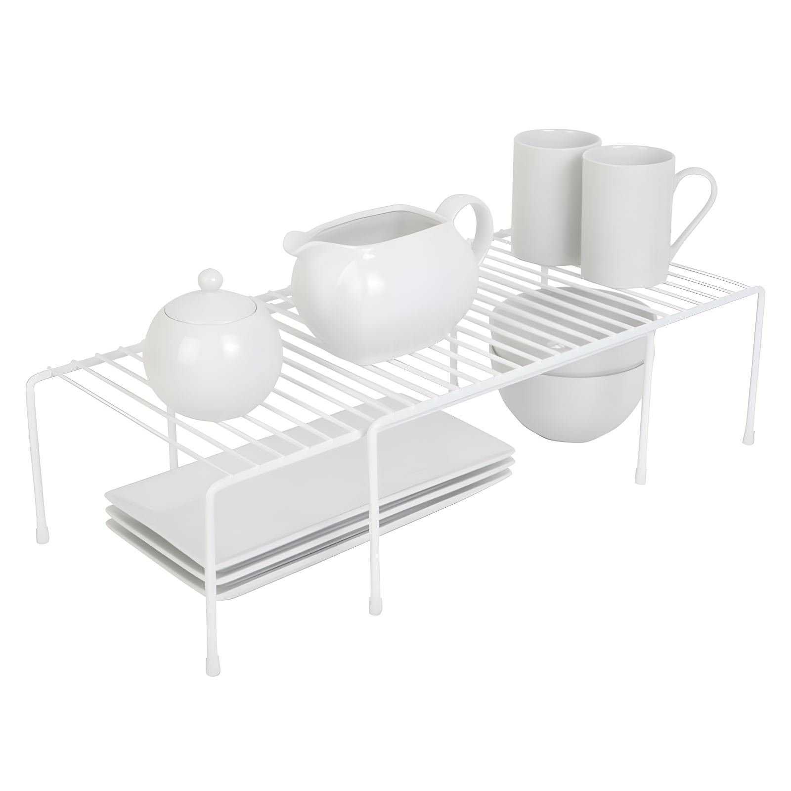 White Expandable Steel Kitchen Shelf Riser