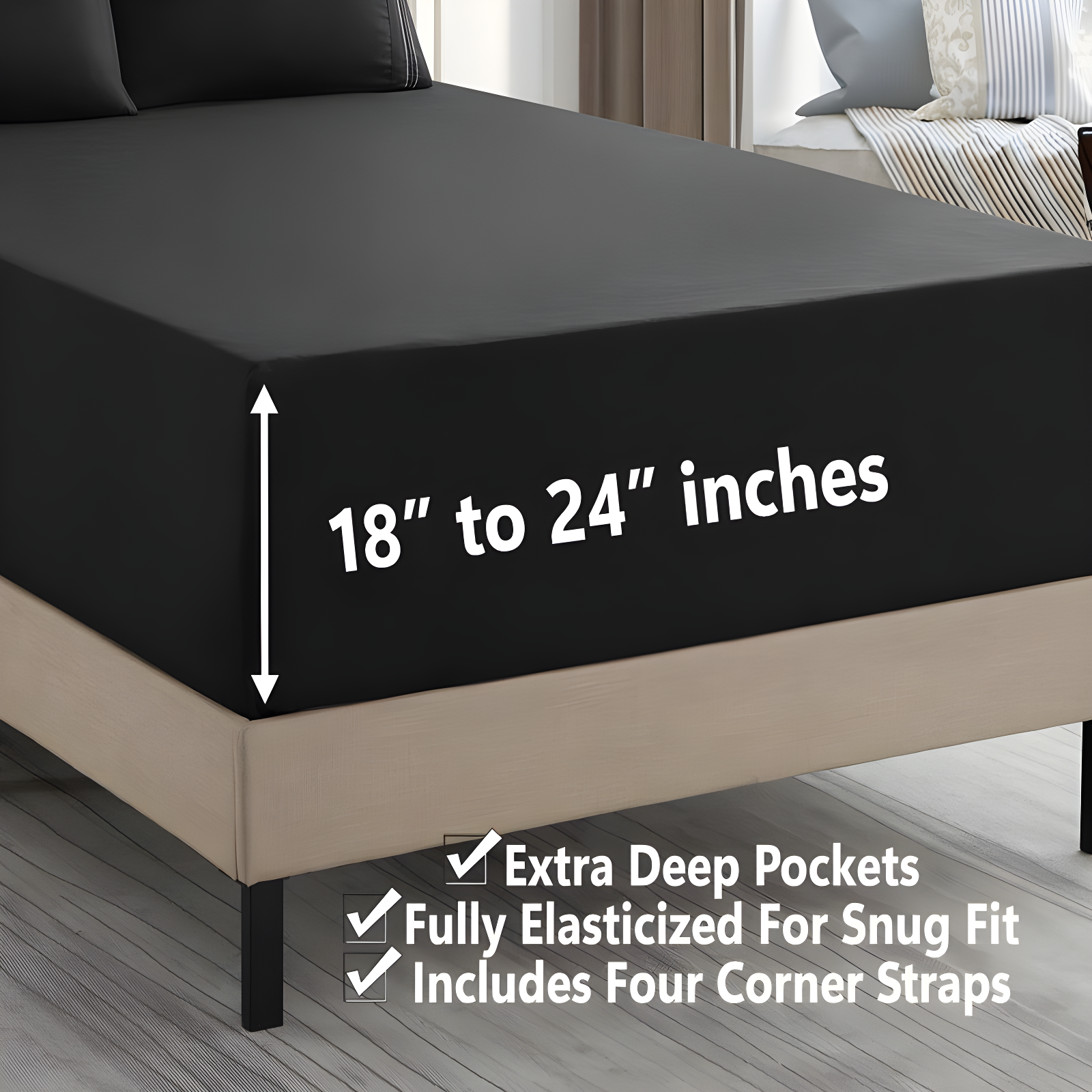 Black Twin Extra Deep Pocket Microfiber Sheet Set