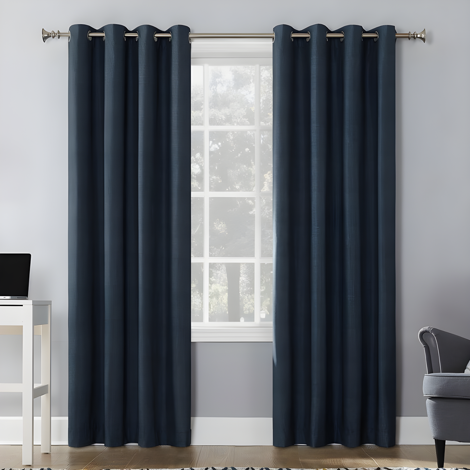 Navy Blue Blackout Thermal Insulated Grommet Curtain Panel 50x84