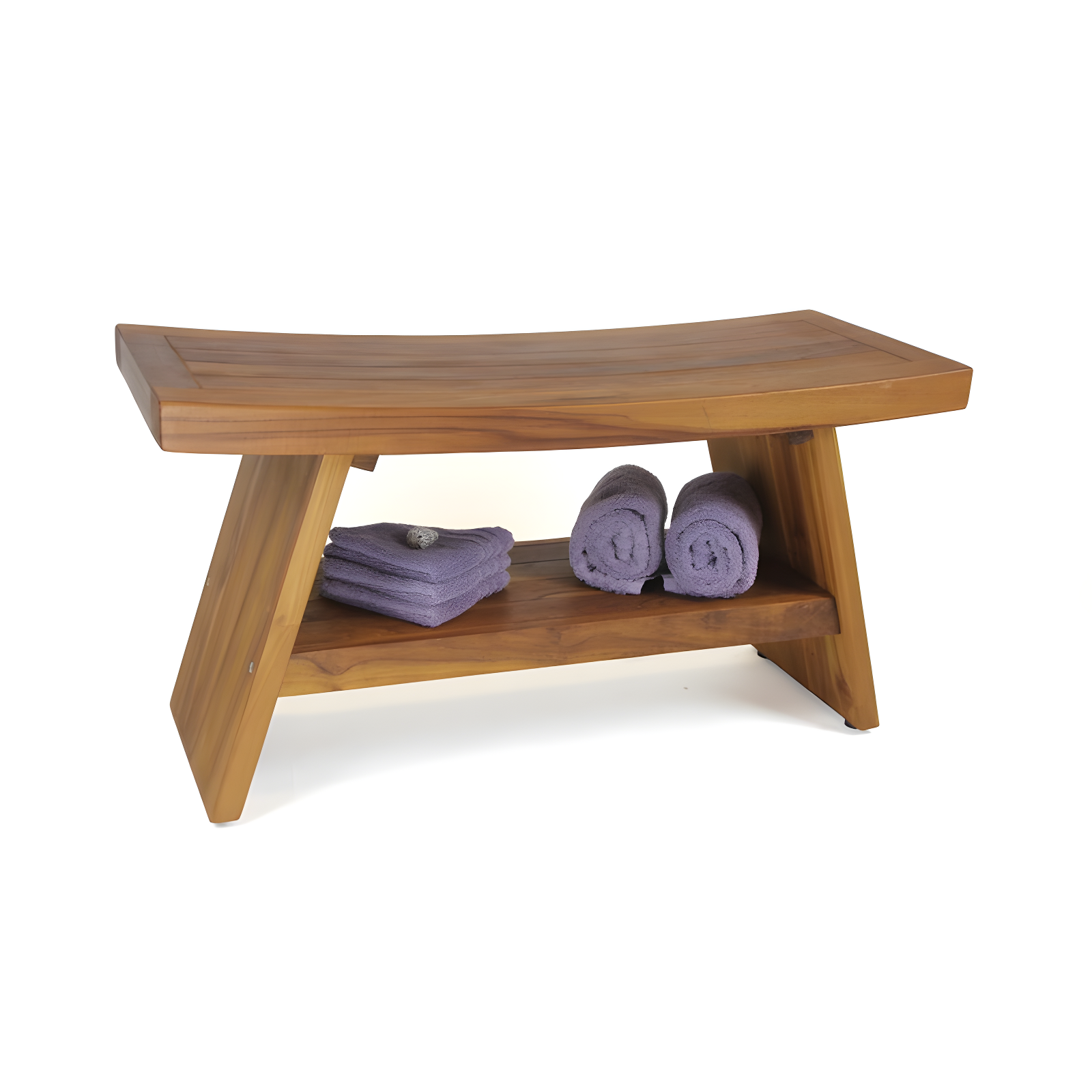 Eco-Friendly Classic Teak Spa Bench with Storage Shelf, 30" W