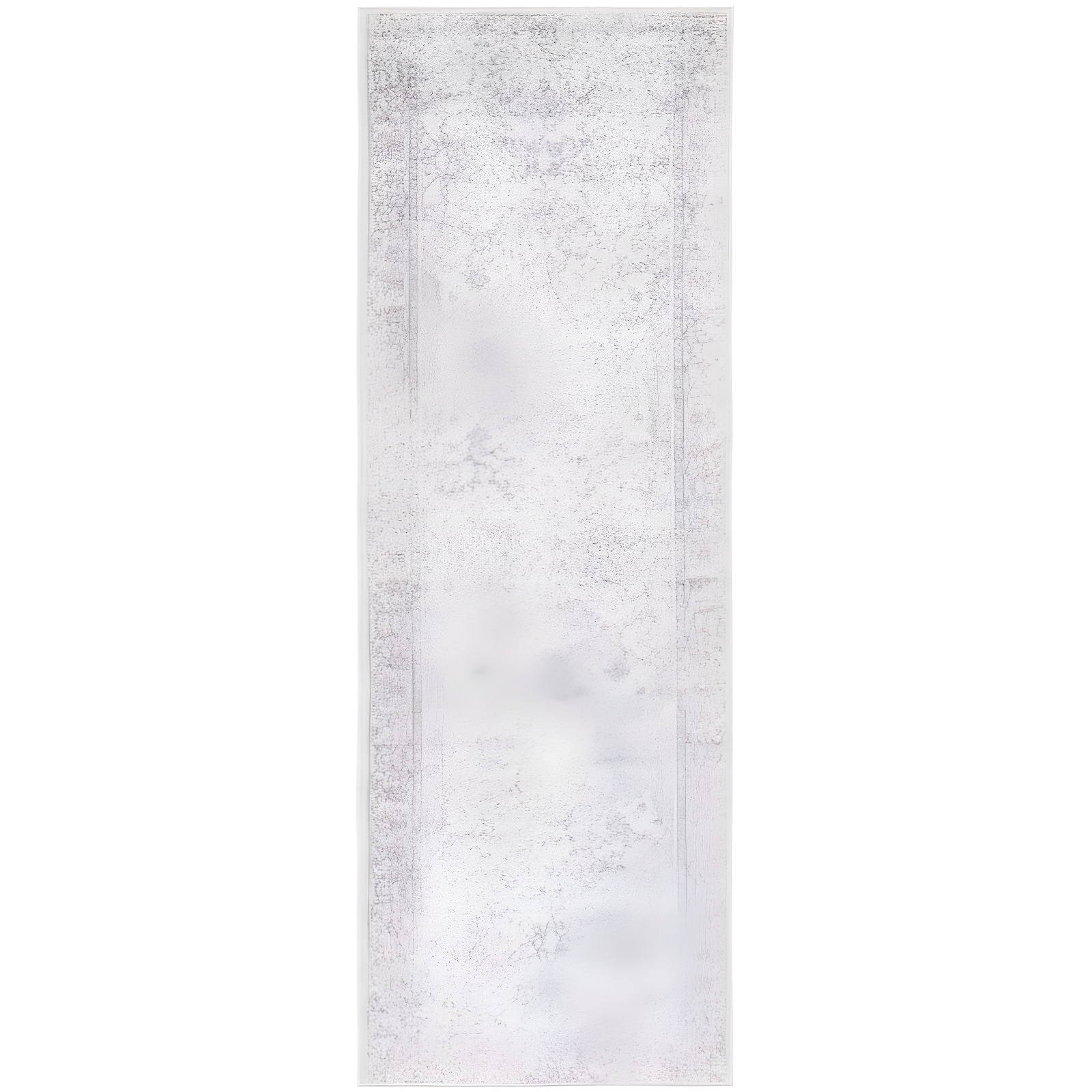 Ivory and Silver Floral Motif Runner Rug, 2'6" x 20'