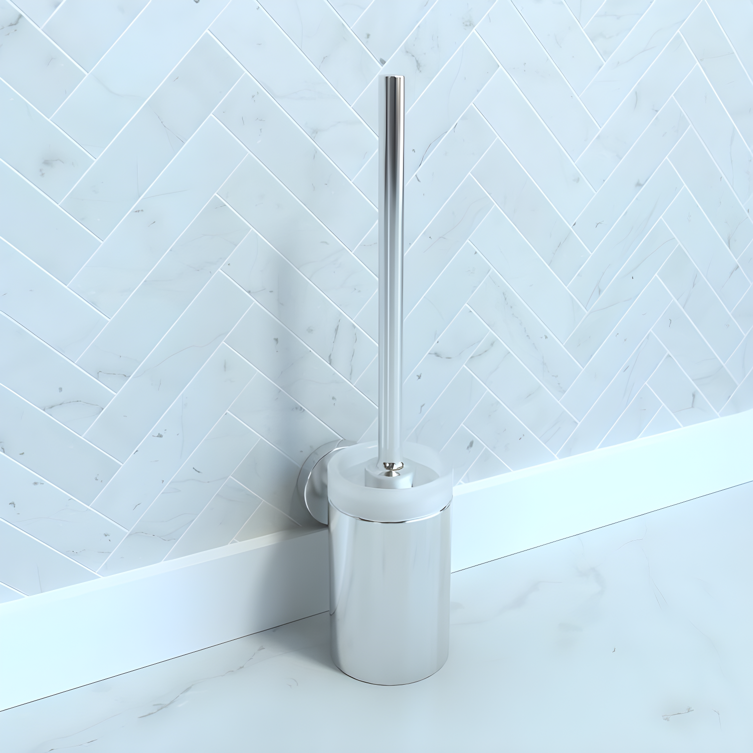 Brushed Nickel Wall Mounted Toilet Brush and Holder