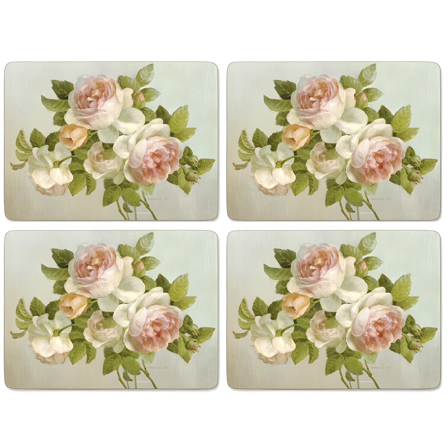 Antique Roses Cork-Backed Hardboard Placemats Set of 4