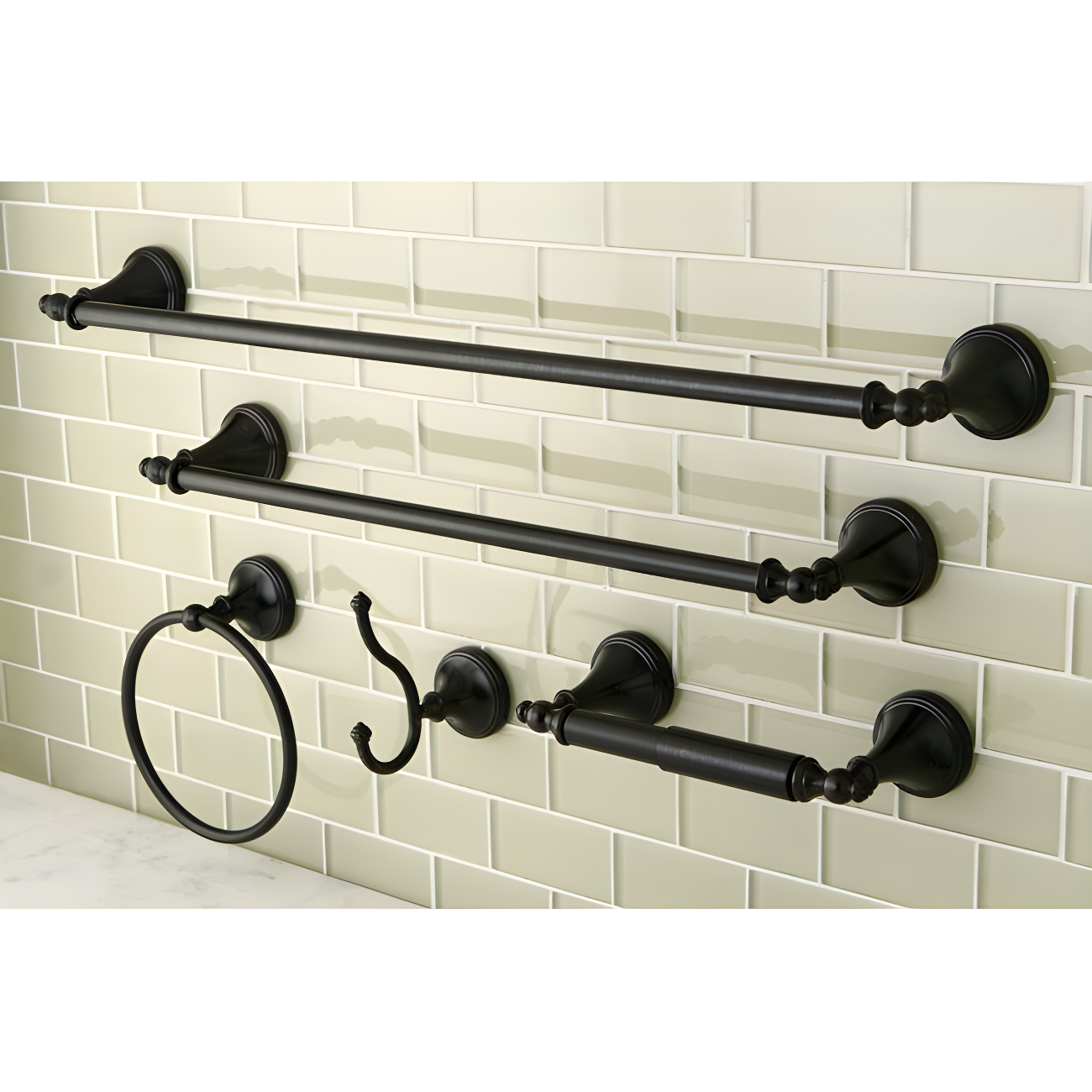 Oil Rubbed Bronze 5-Piece Bathroom Hardware Set