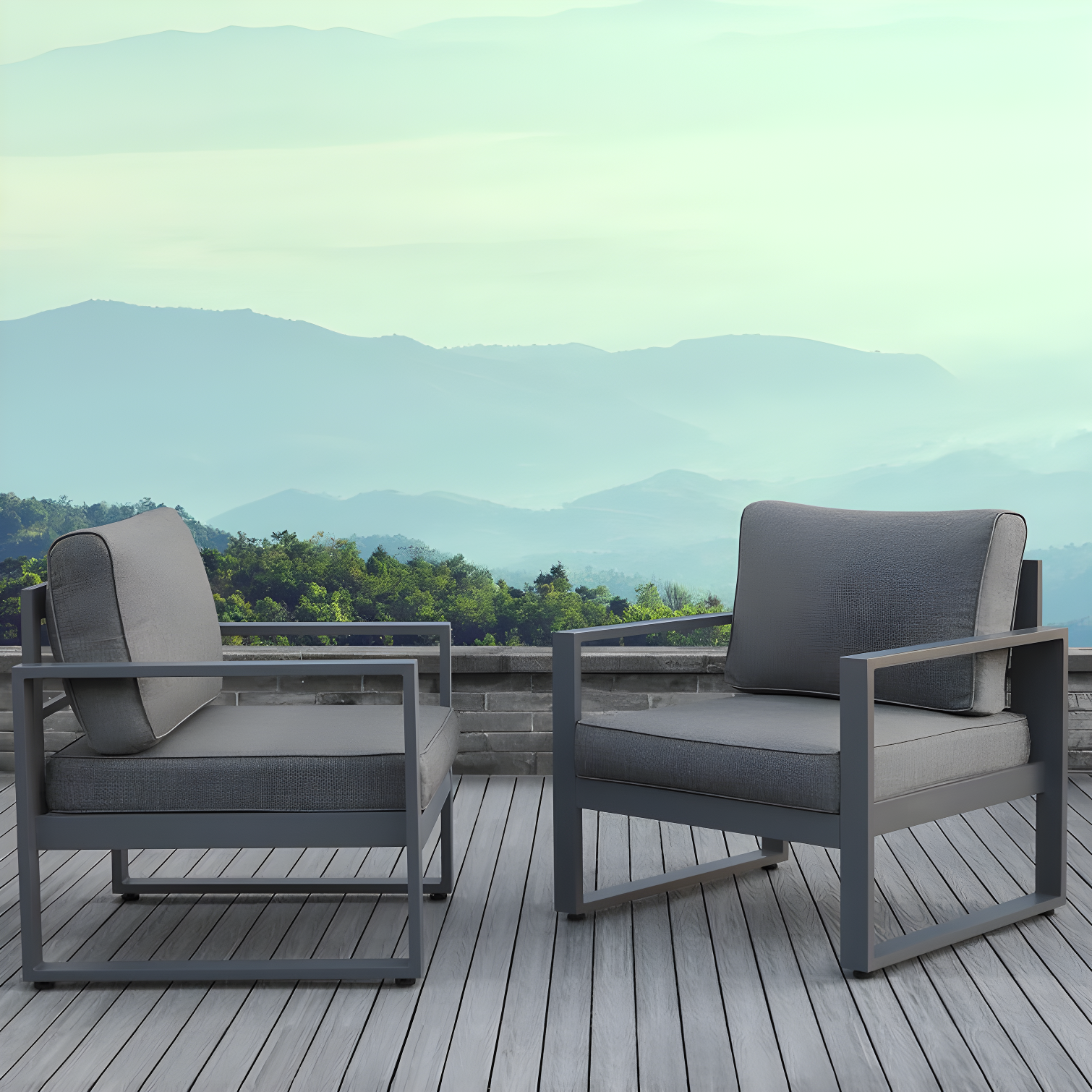 Baltic Gray Aluminum Outdoor Patio Chair Set