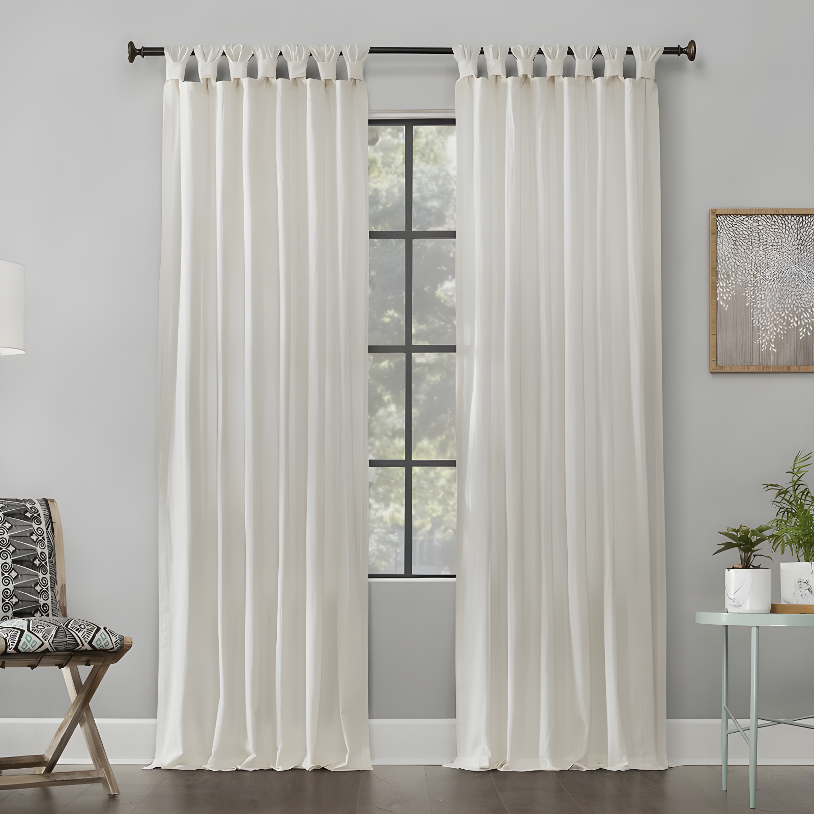 Ivory Cotton Twist Tab Light-Filtering Curtain Panel