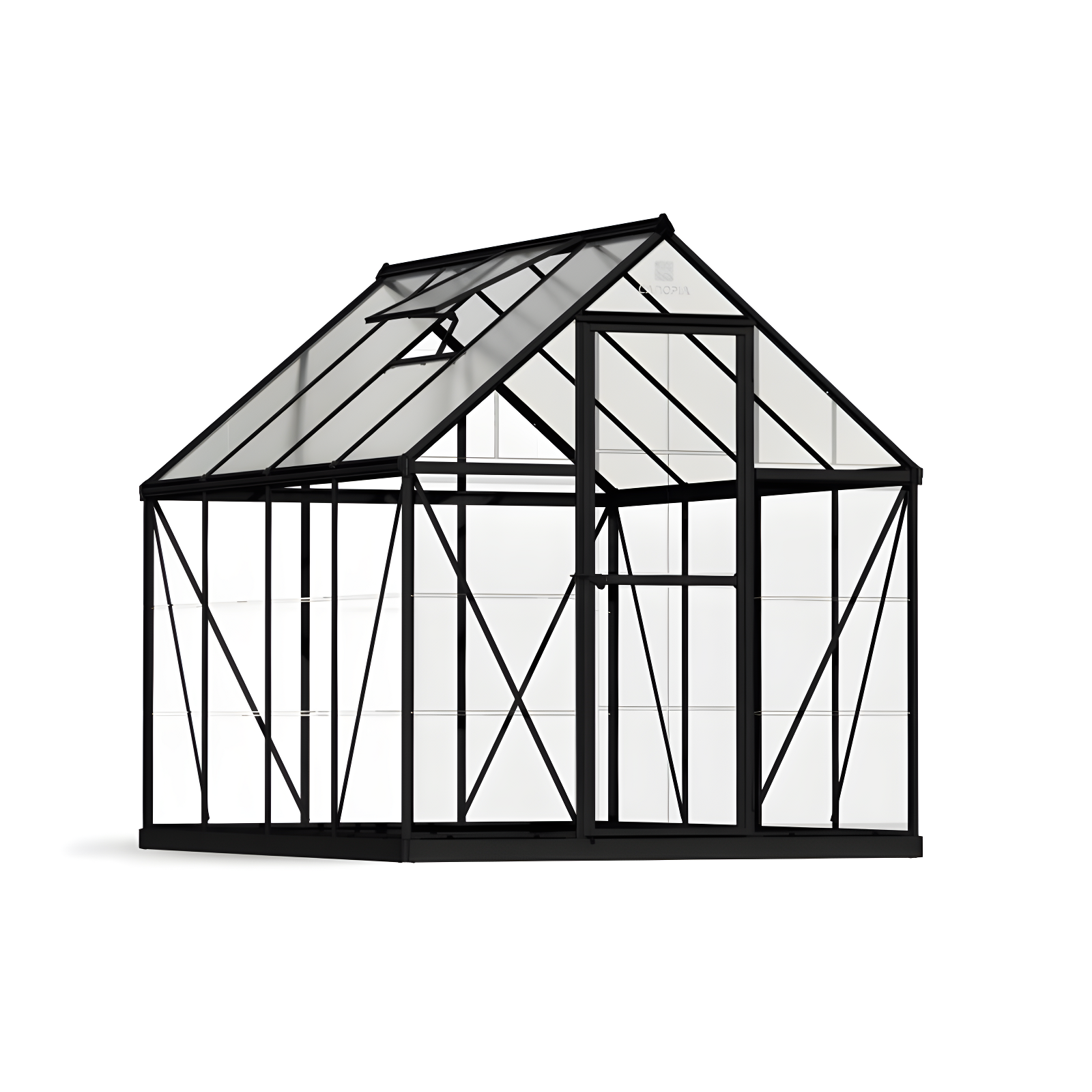 Hybrid 6' x 8' Black Aluminum and Polycarbonate Greenhouse