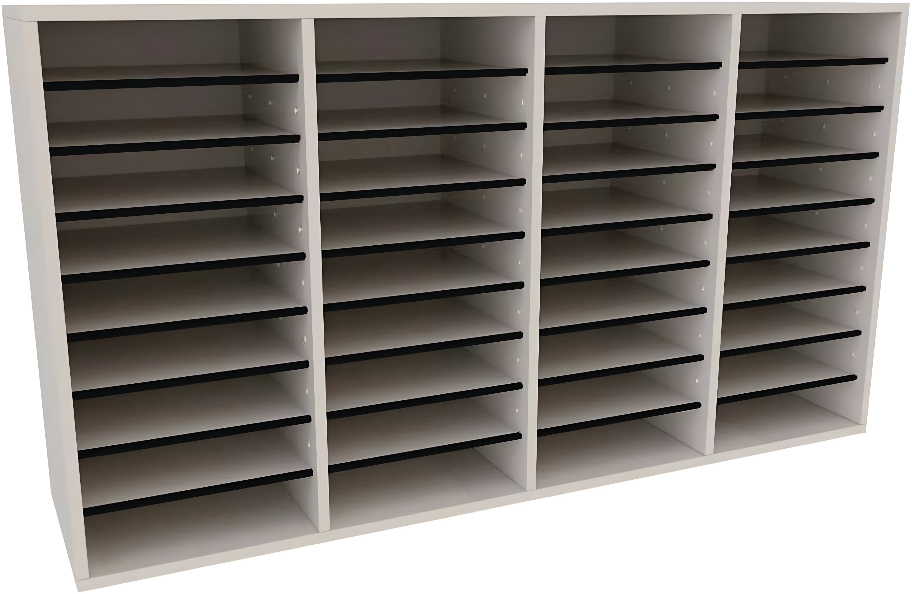 White Wooden Adjustable 36-Compartment Literature Organizer