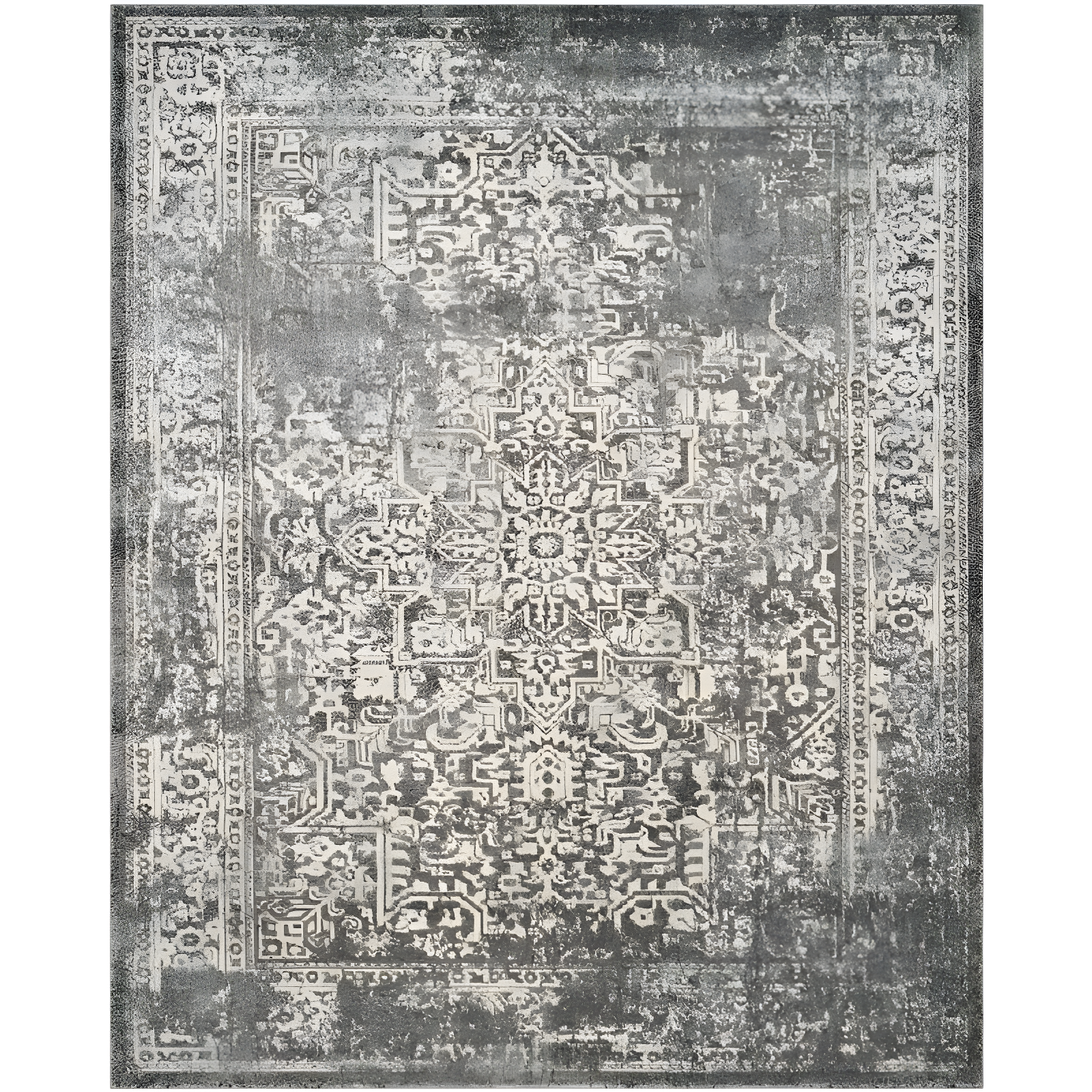 Grey and Ivory Reversible Rectangular Synthetic Area Rug 8' x 10'