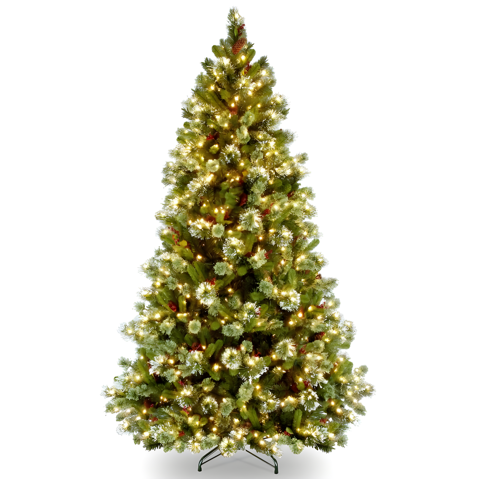 7.5' Prelit Flocked Pine Artificial Christmas Tree with Clear Lights