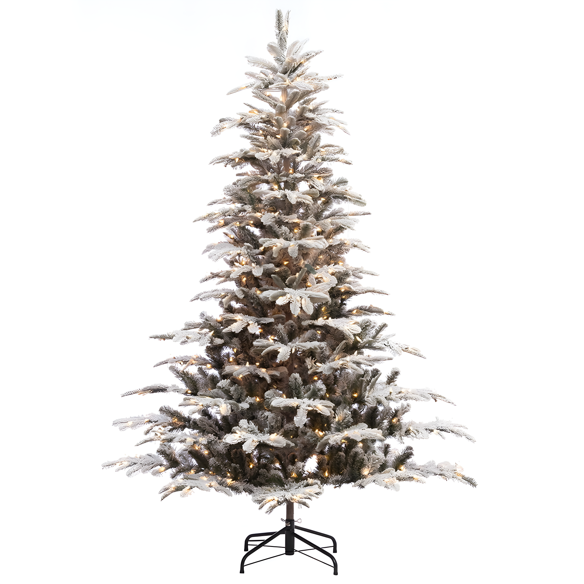 7.5 ft Pre-Lit Flocked White Fir Artificial Christmas Tree with Clear Lights