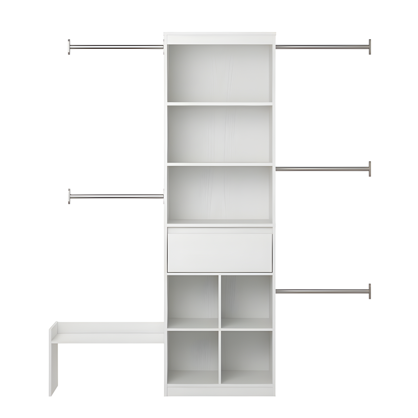 White Adjustable Kids Closet Organizer with Drawer and Shelves