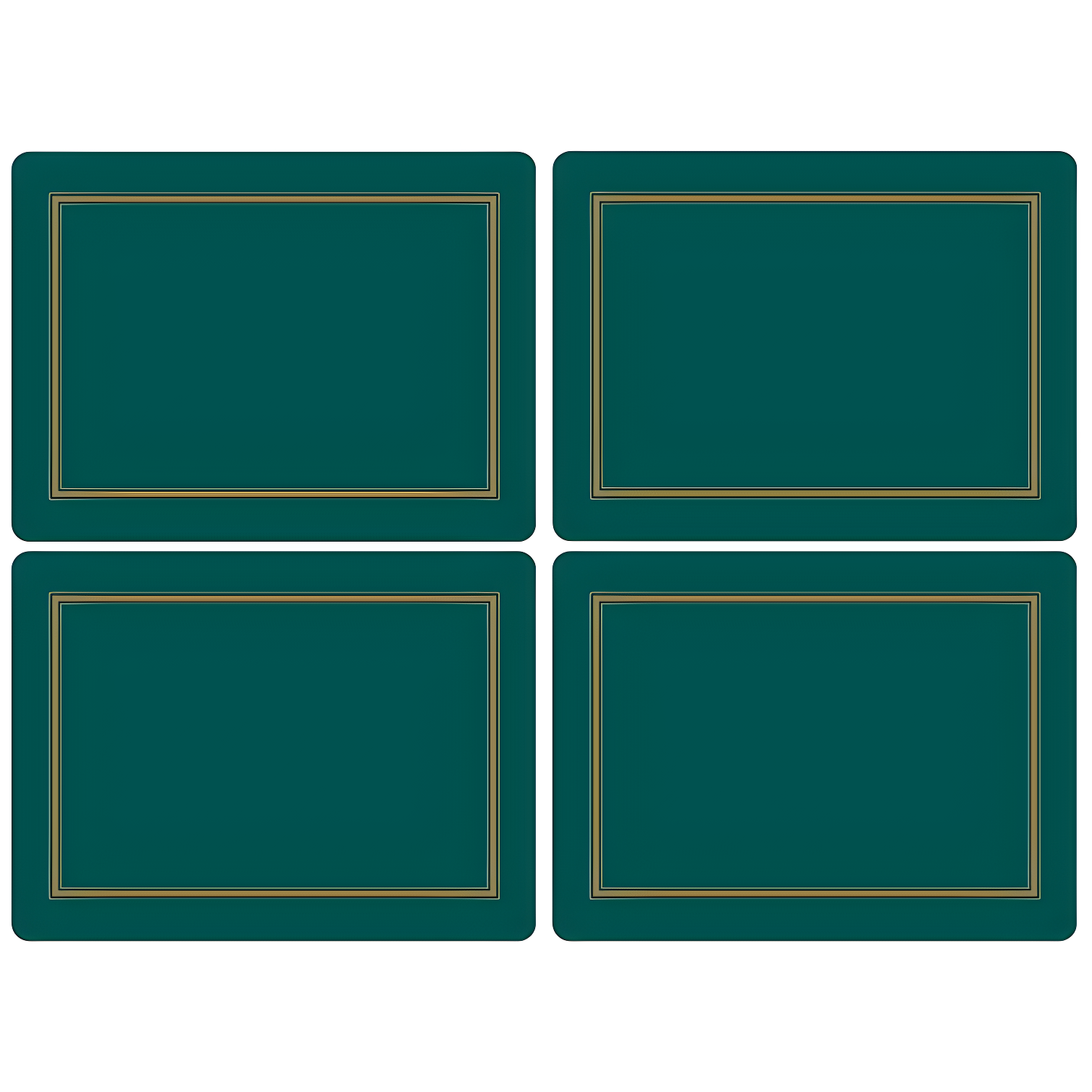 Emerald Green Cork-Backed Placemats with Gold Edging, Set of 4