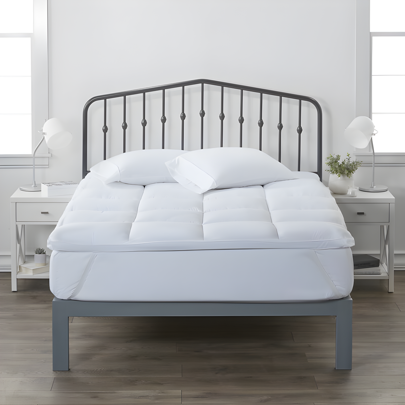 King White Down Alternative Pillow Top Mattress Pad