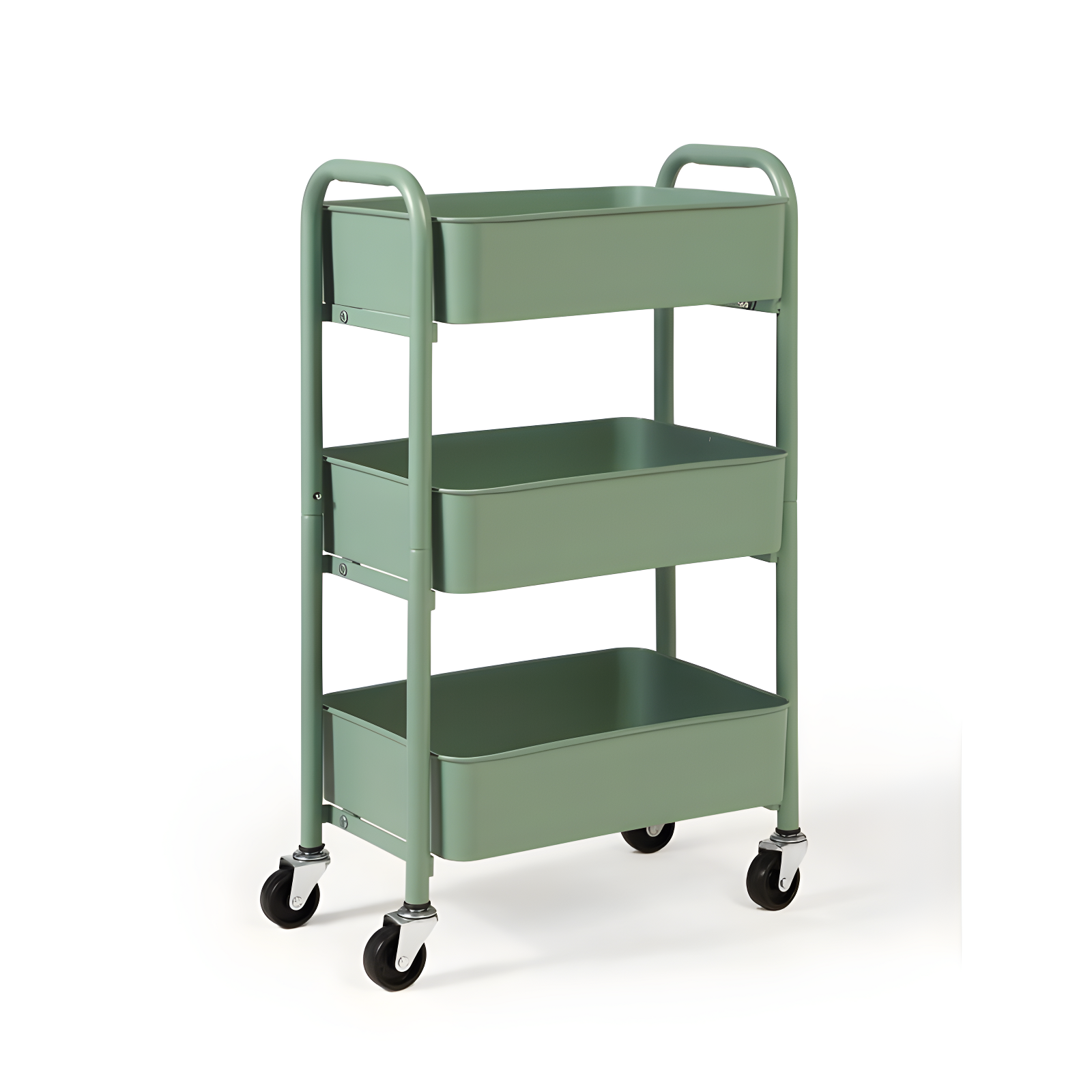 Turquoise Compact 3-Tier Rolling Metal Utility Cart