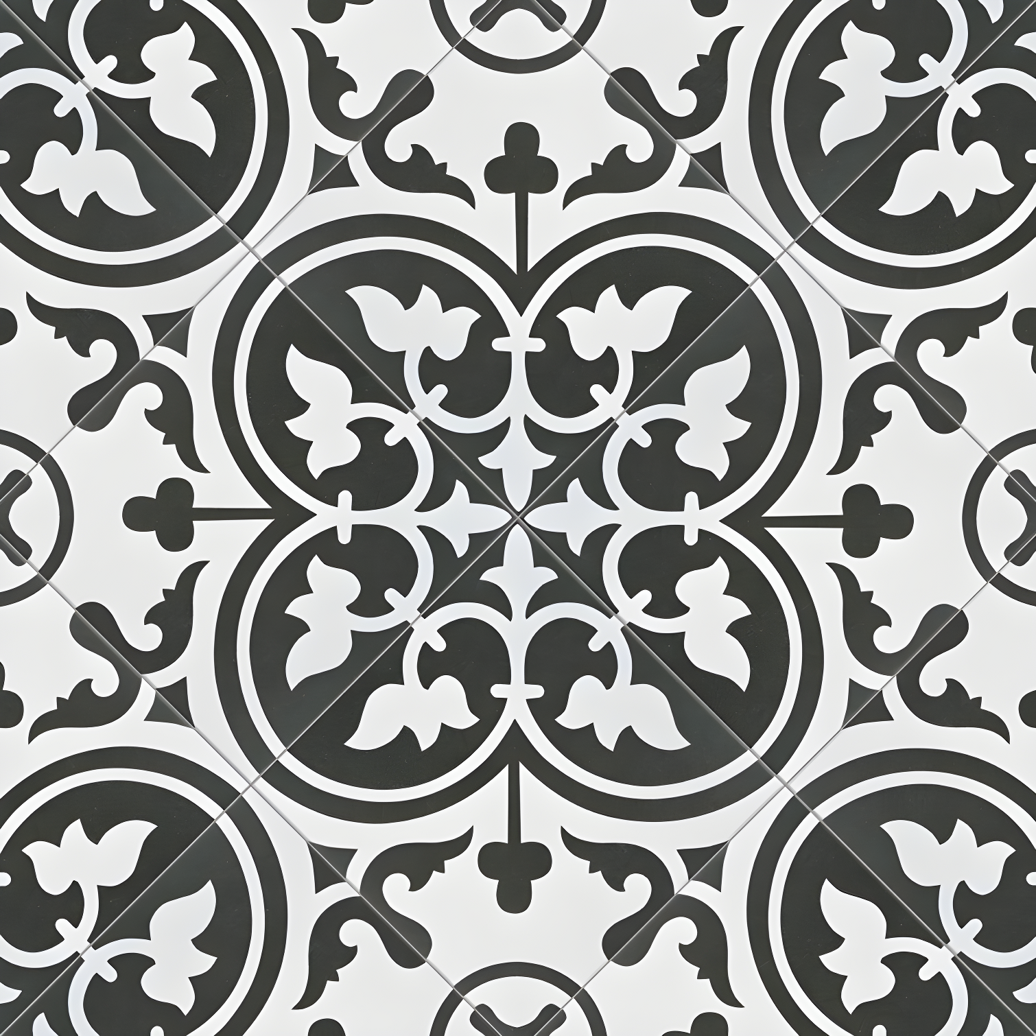 Arte Clover Black 9.75" Porcelain Floor and Wall Tile