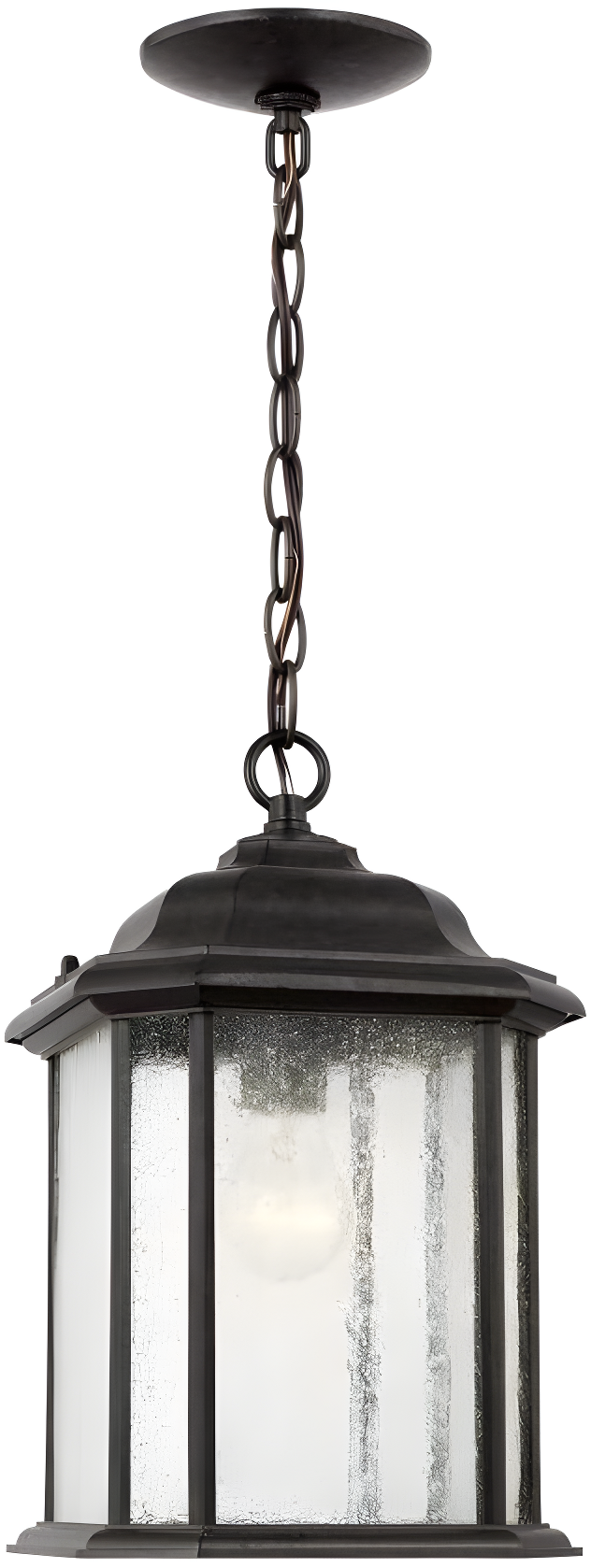 Oxford Bronze Outdoor Pendant with Clear Seeded Glass Shade