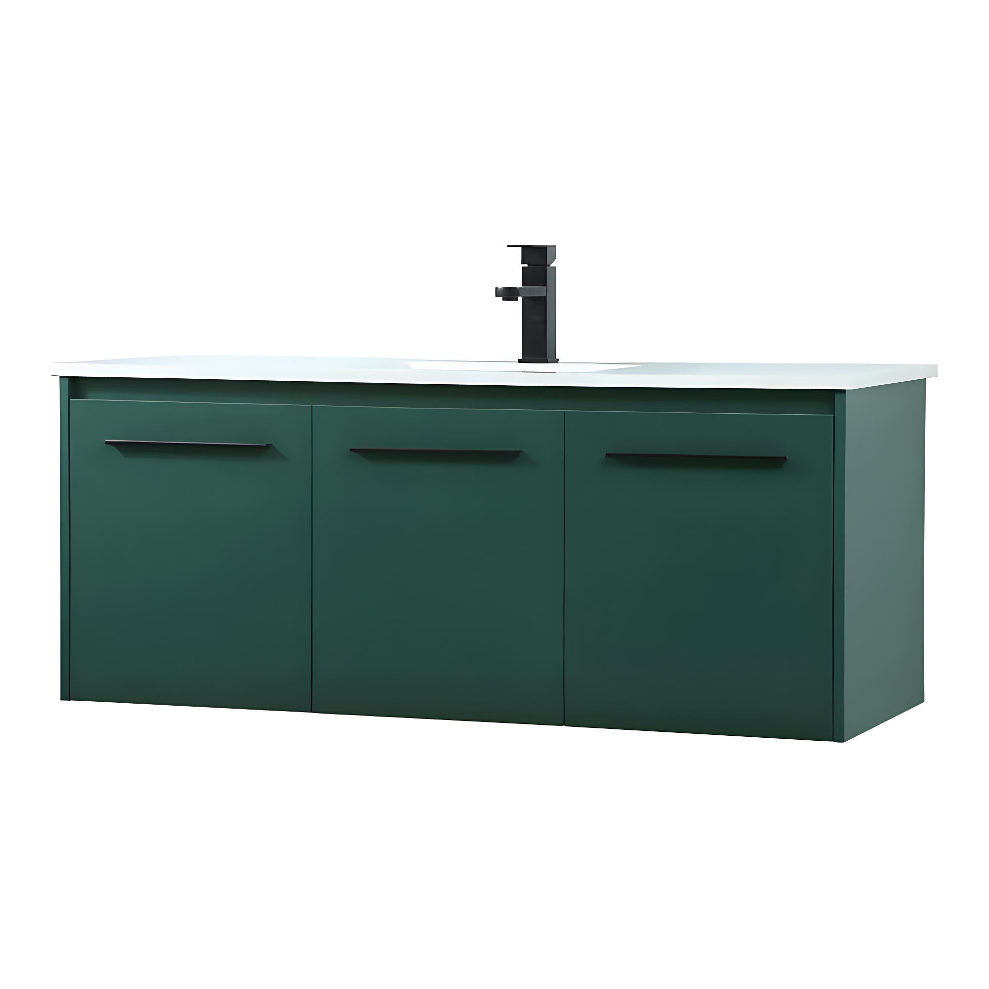 Green 48" Wall-Mount Single Bathroom Vanity with Quartz Top