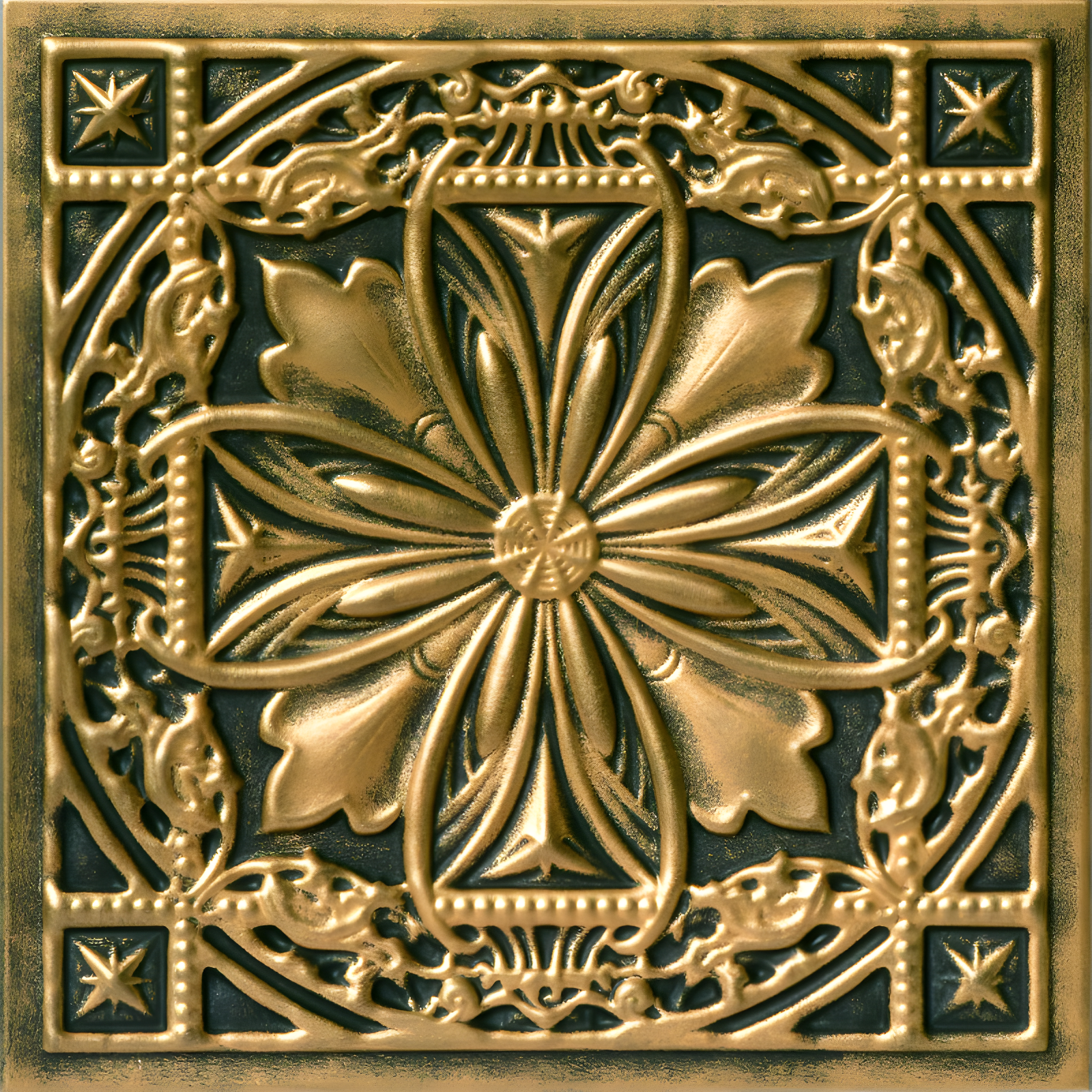 Lucas's Shield Antique Brass Textured Foam Ceiling Tile