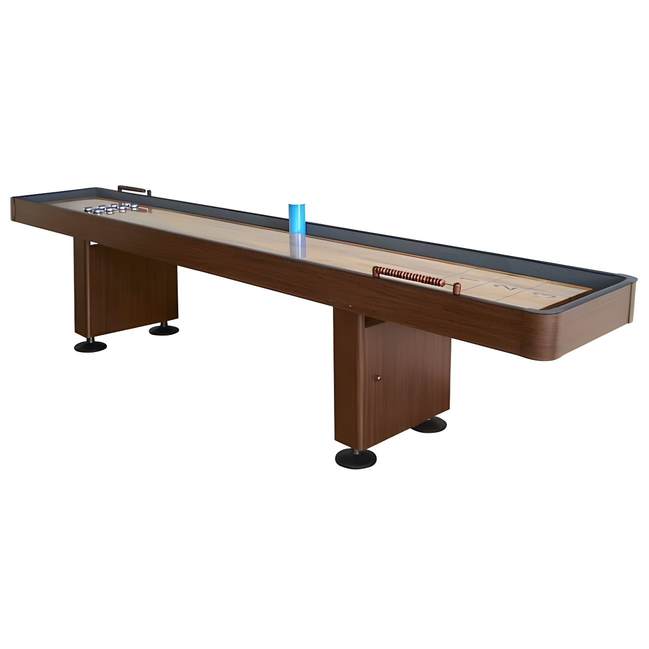 Challenger 9-Foot Walnut Shuffleboard Table with Butcher Block