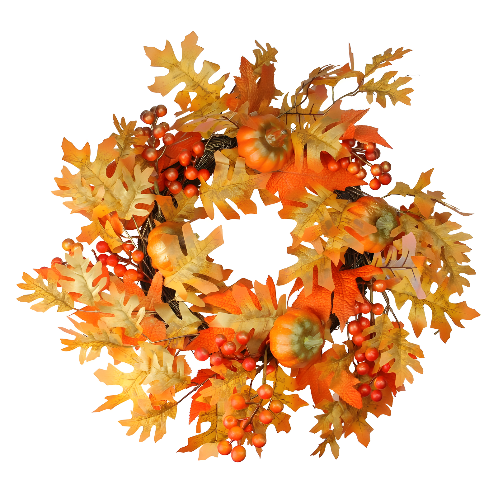 Autumnal Charm Pumpkin and Berry 22" Harvest Wreath