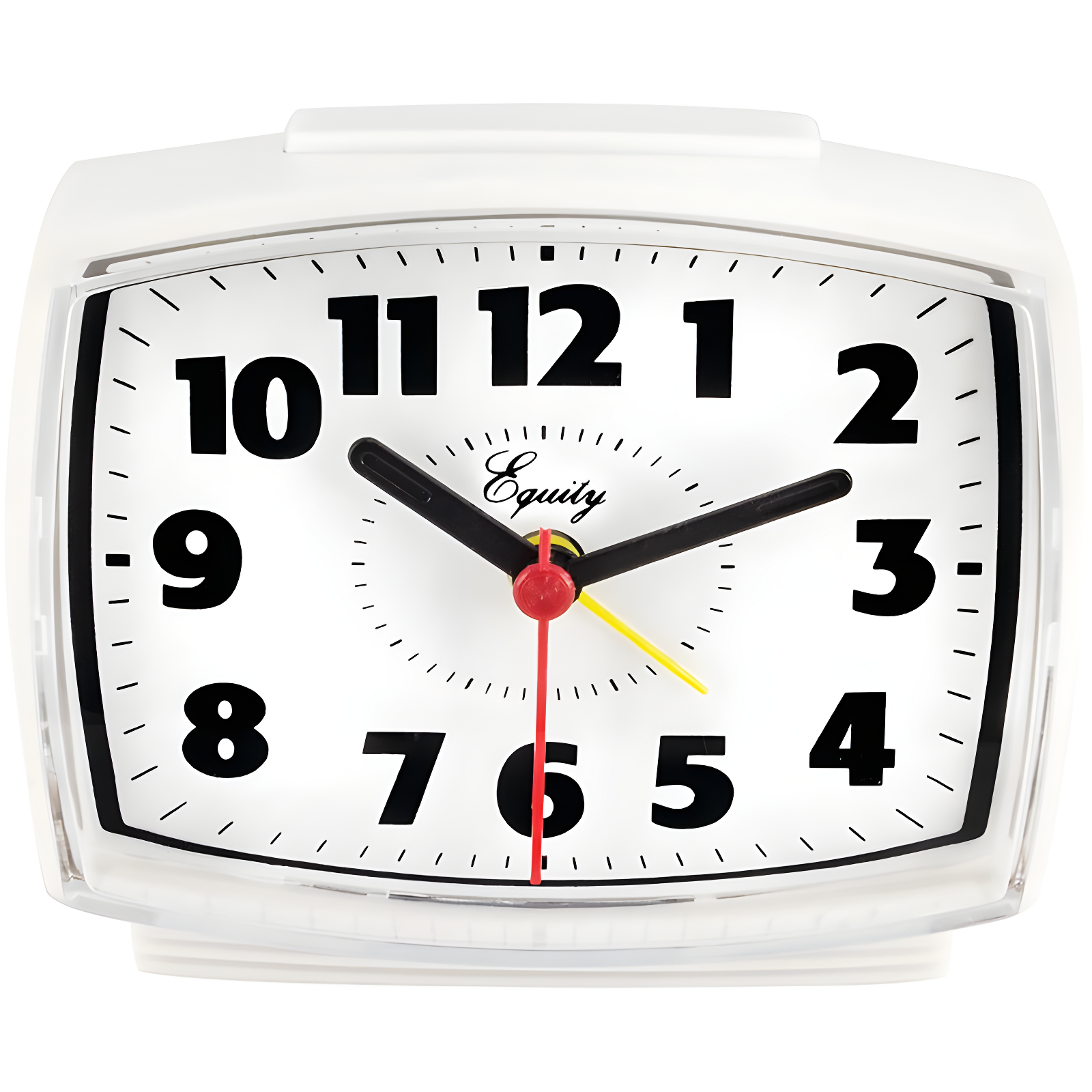 White Plastic Electric Analog Alarm Clock with Large Numbers