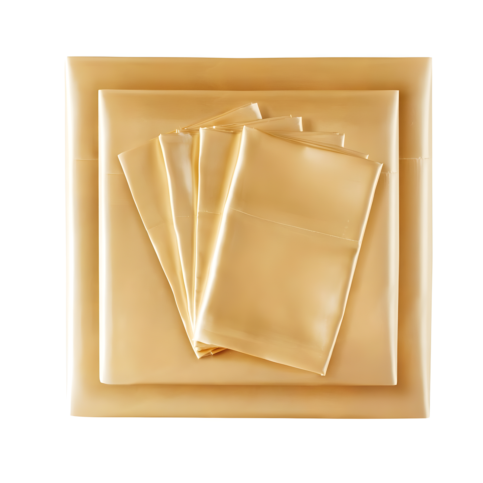 Gold Satin Full Deep Pocket Sheet Set with Pillowcases