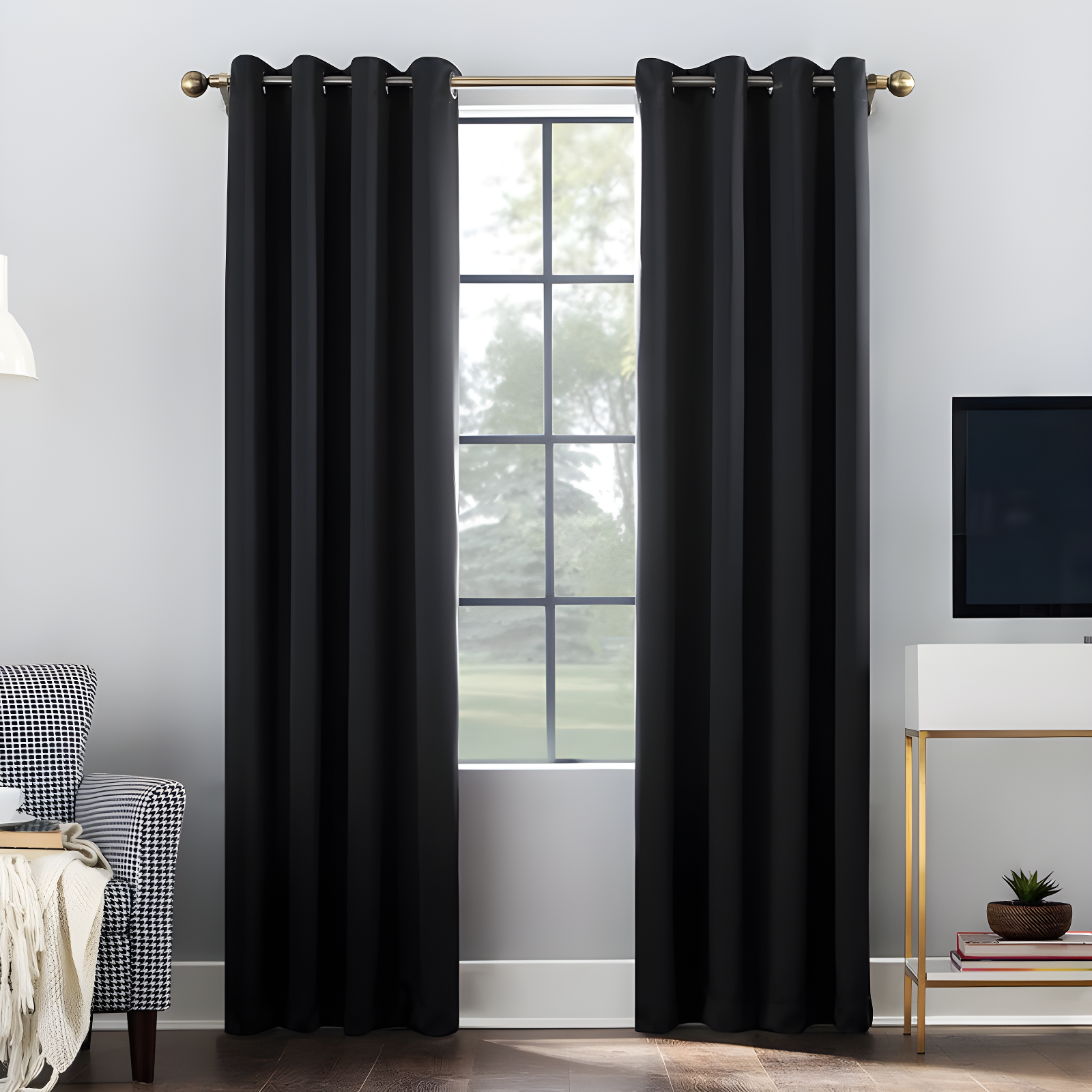 Black 52" x 84" Blackout Grommet Curtain Panel