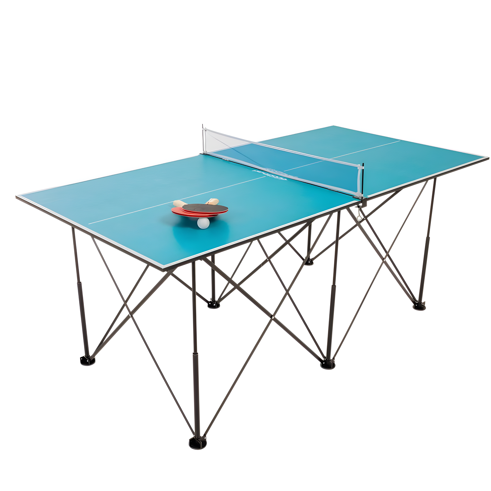 6' Blue Folding Table Tennis Table with Net