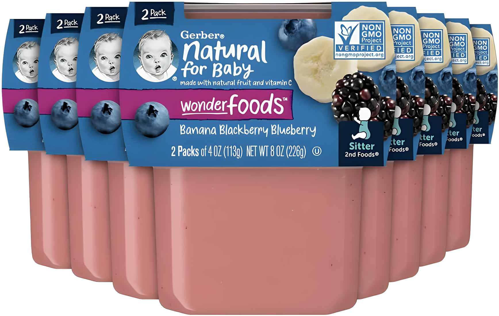 Organic Banana Blackberry Blueberry Baby Food Puree, 4oz Tubs