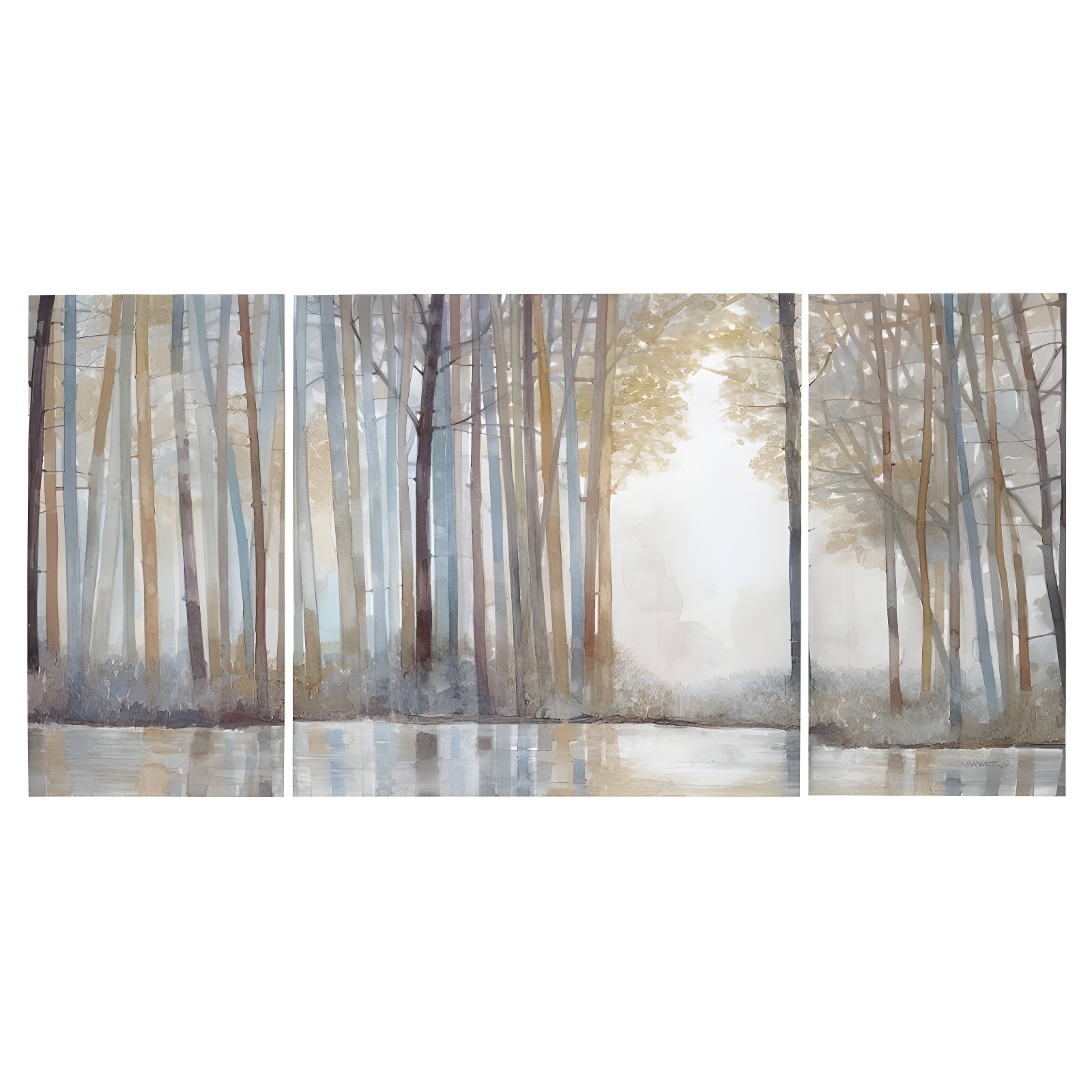 Forest Reflections Multi-Color Gel Coated Canvas Art Set