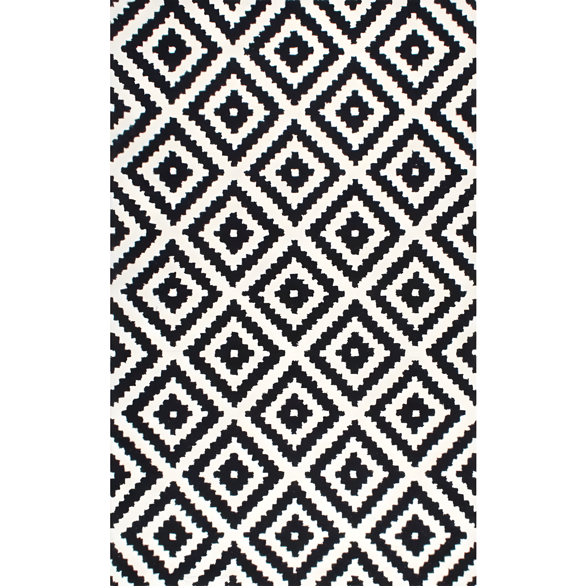 Handmade Black and White Geometric Wool Square Rug