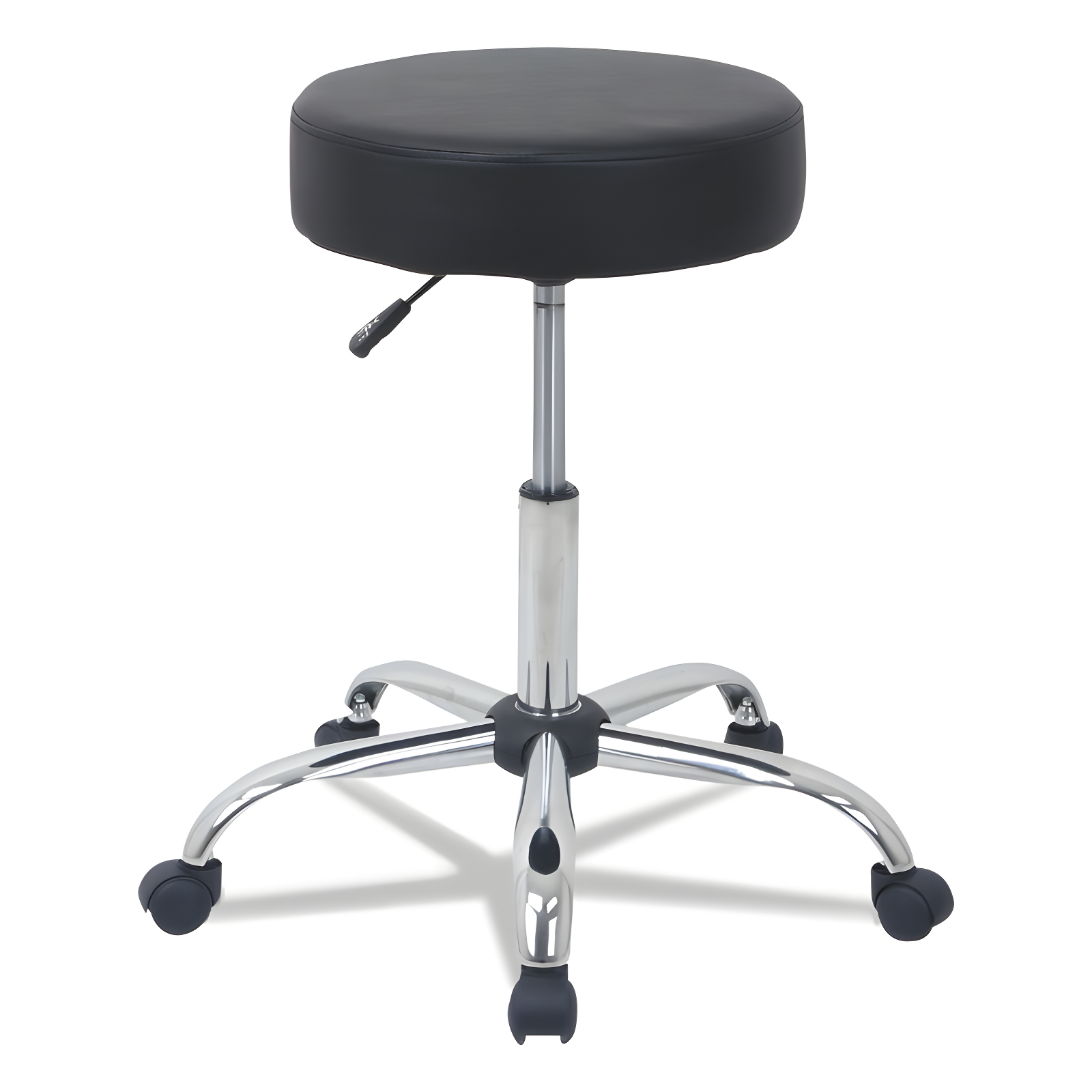 Adjustable Height Black Metal Backless Lab Stool