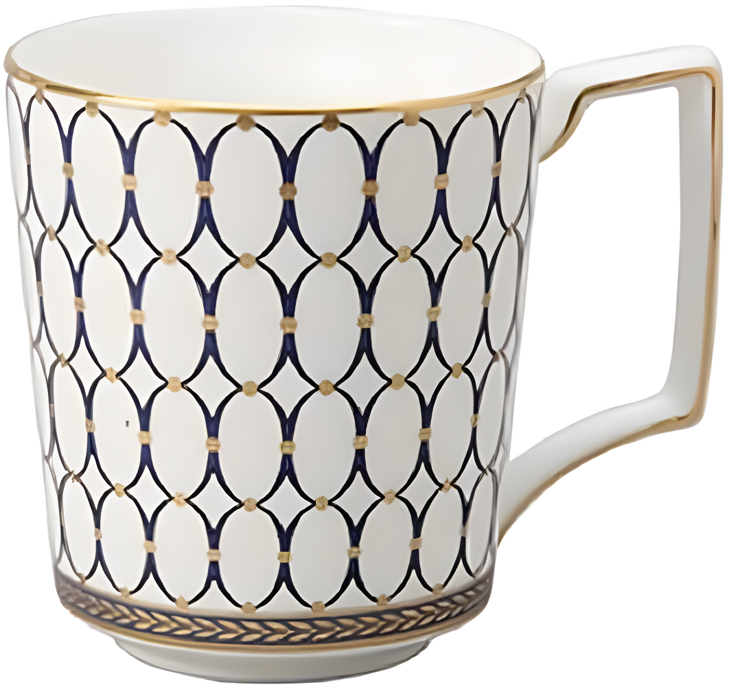 Blue and Gold Geometric Ceramic Mug