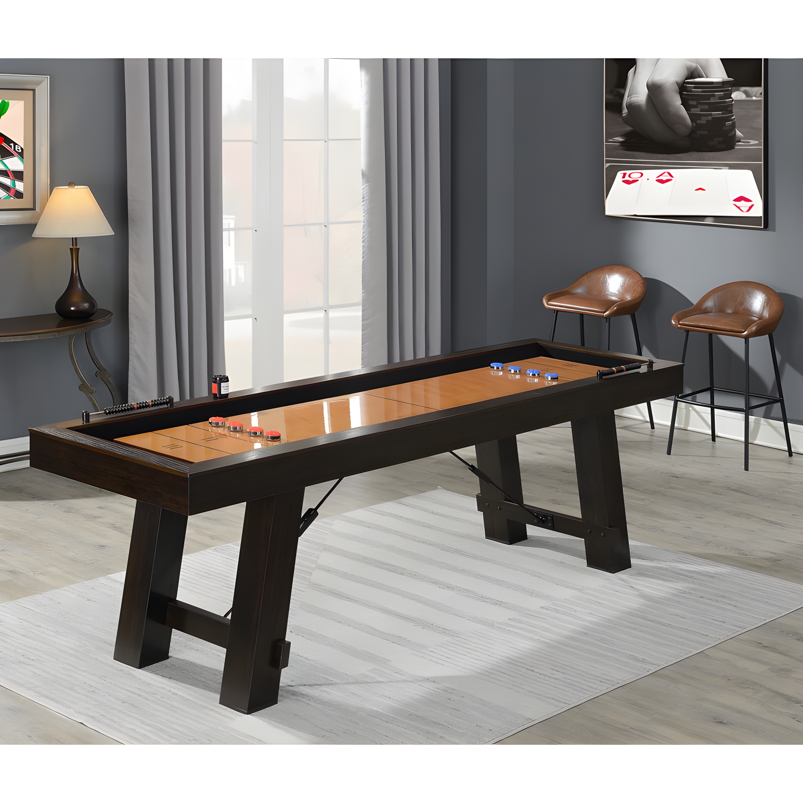 Asher 108" Dark Brown Spruce Shuffleboard Table