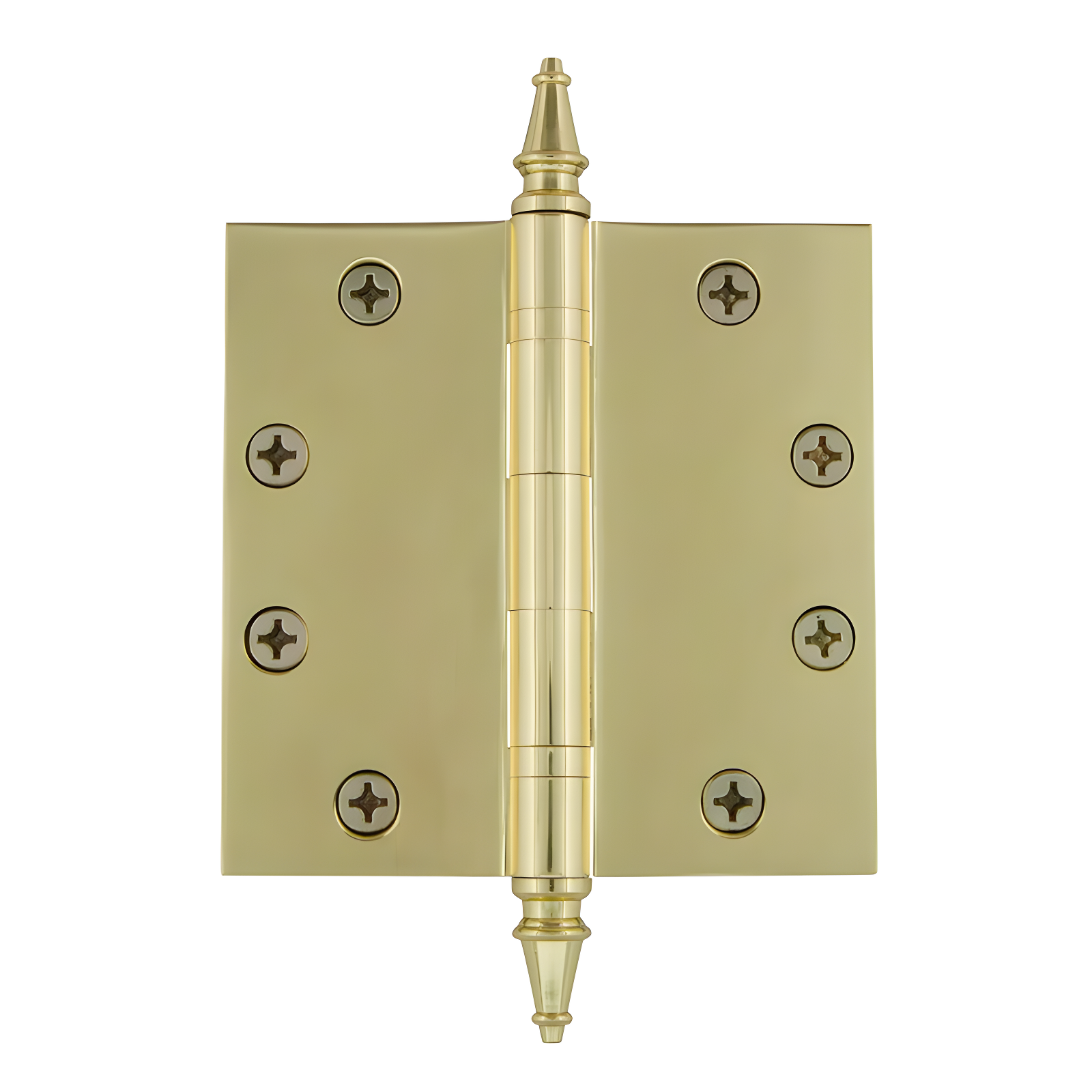 Polished Brass Heavy Duty Steeple Tip Door Hinge 4.5 x 4.5 Inch