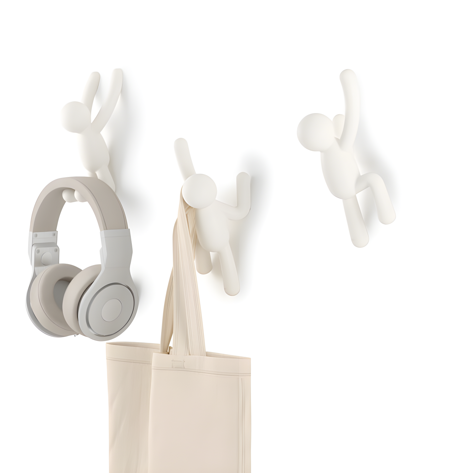 White Playful Climbing Buddy Wall Hooks Set