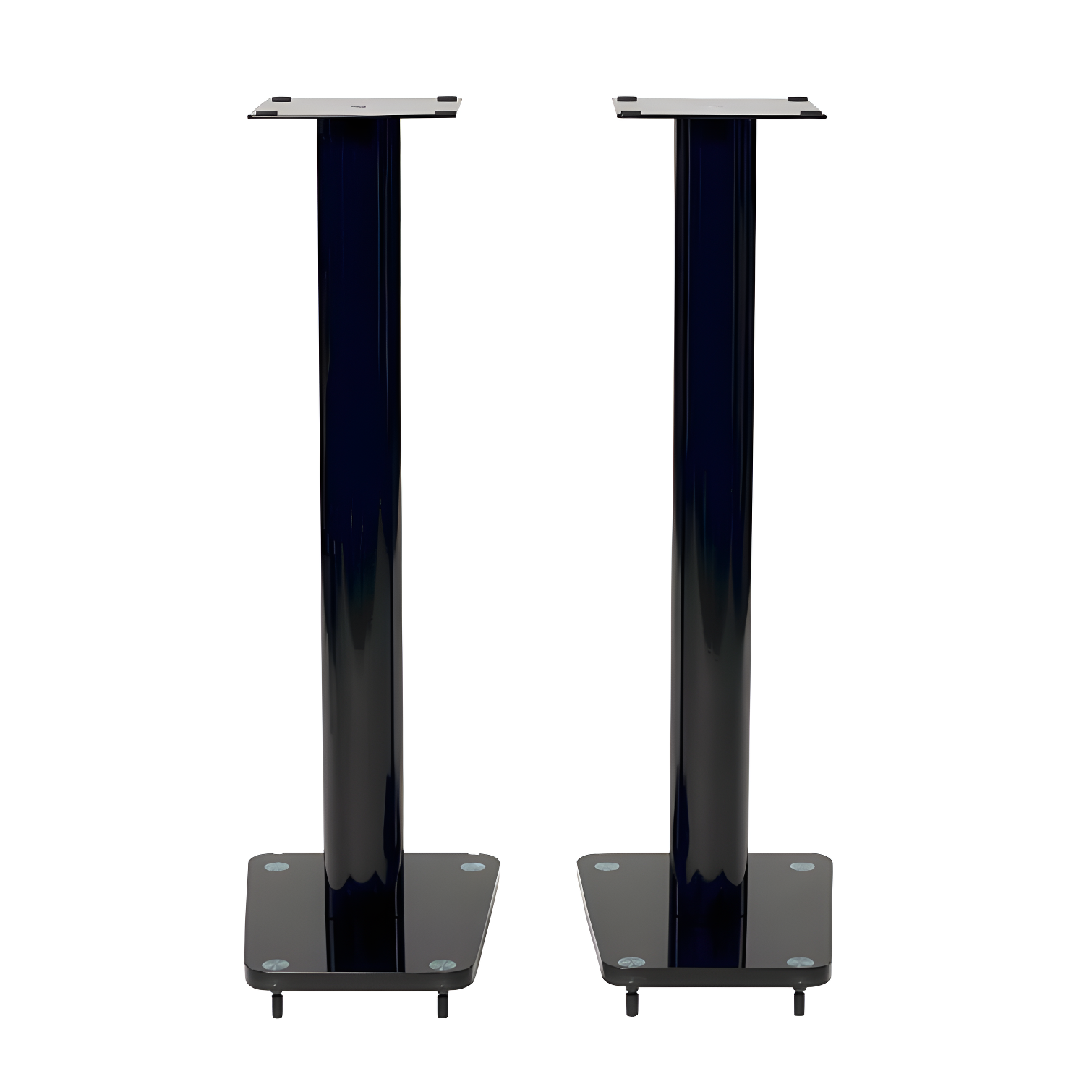 32'' Black Steel and Glass Speaker Stands, Set of 2