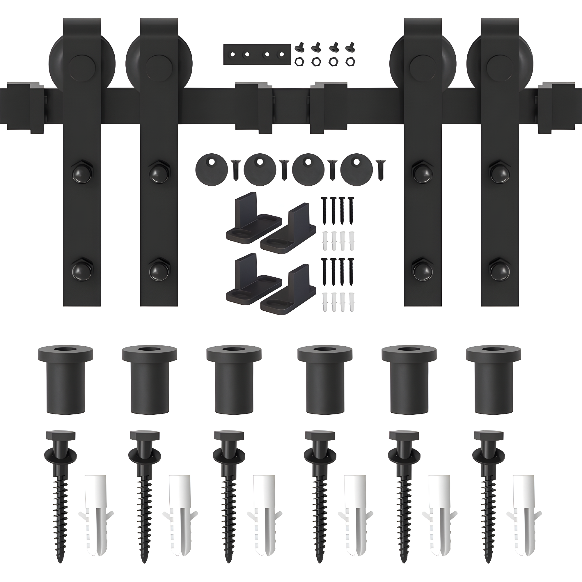 9ft Black Steel Sliding Barn Door Hardware Kit