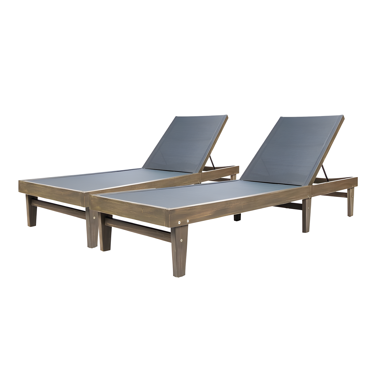 Gray Acacia Wood Outdoor Chaise Lounge Set