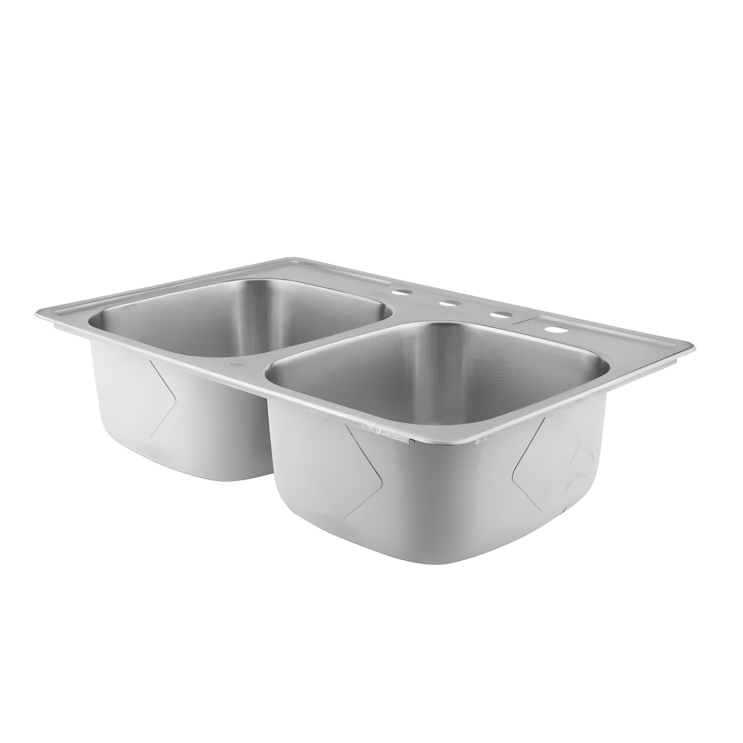 33'' Brushed Stainless Steel Double Bowl Drop-In Kitchen Sink