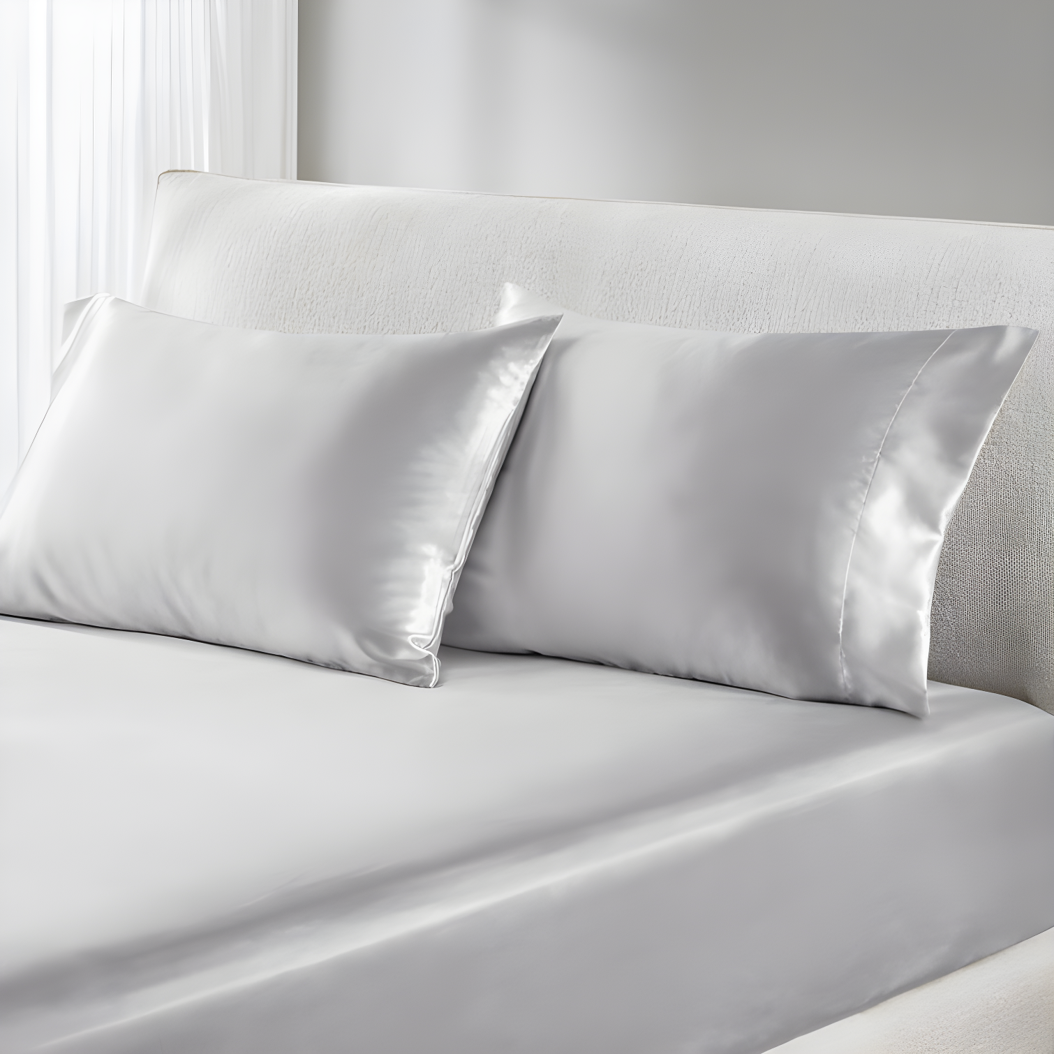 Light Gray Satin Standard Pillowcase Set